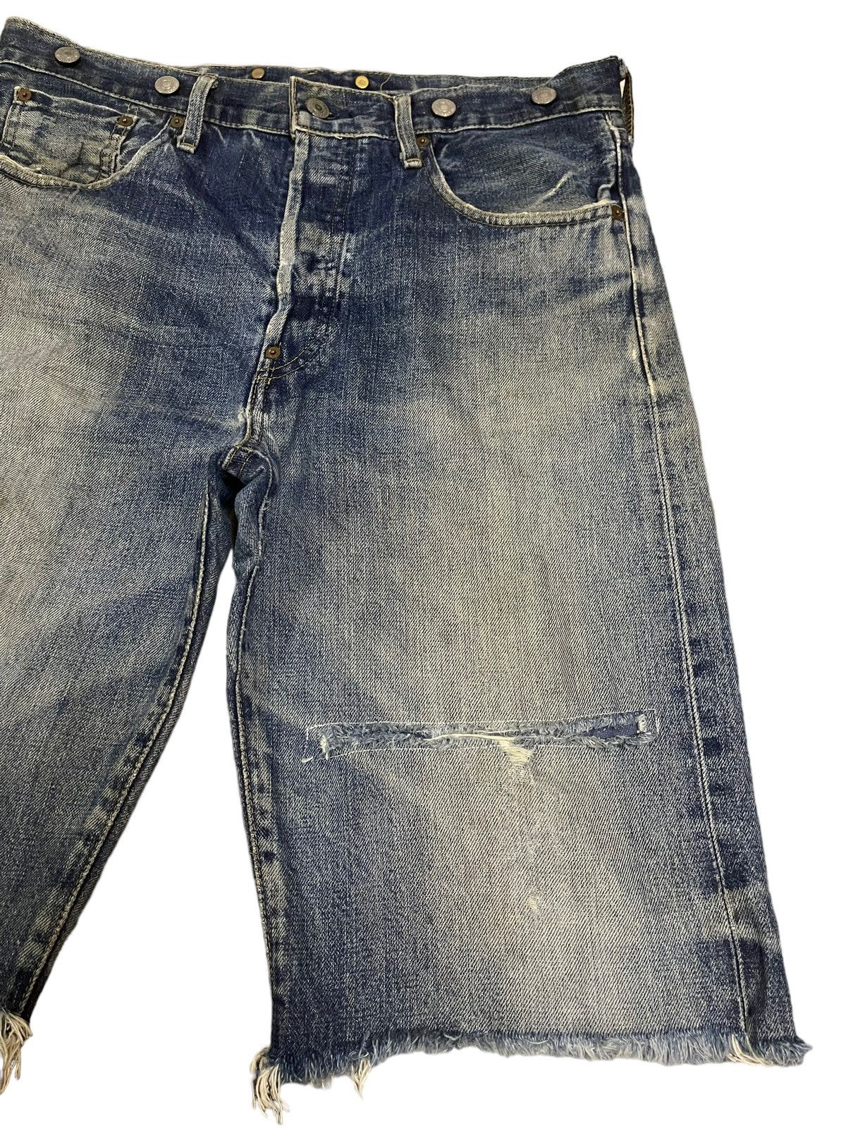 Levi's Vintage 80s Levis Blue Wash Distressed Style Short Jeans Size US 33 - 4 Thumbnail