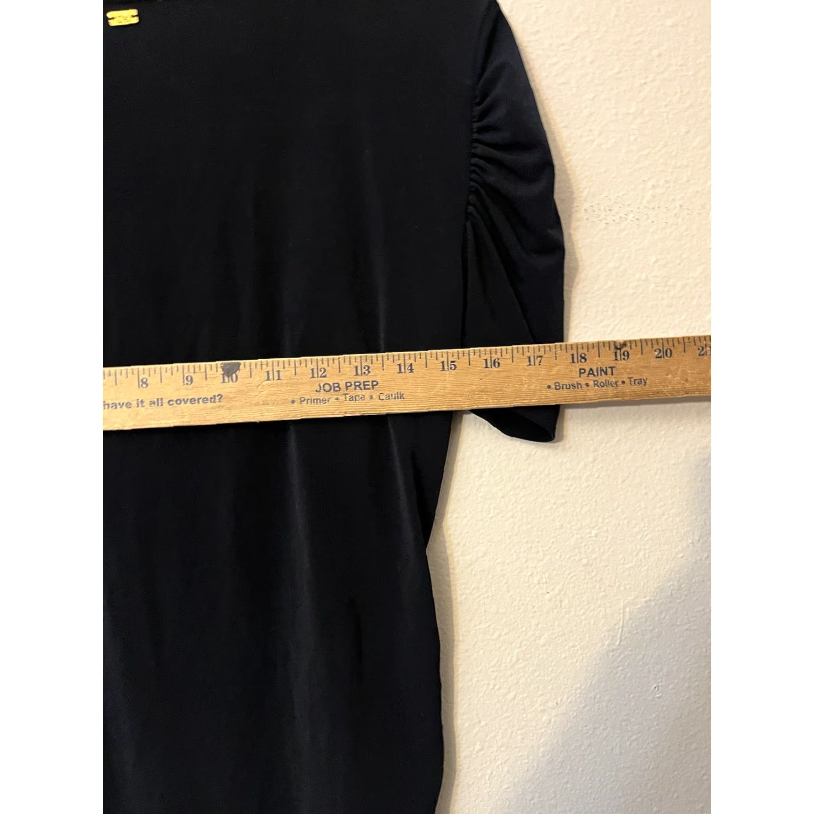 Calvin Klein Calvin Klein Blouse Short Puff Sleeve Top Slimming Black Medium Ruched Shine Slimming Invisible Fit Solutions Side Zipper Women Size M / US 6-8 / IT 42-44 - 5 Thumbnail