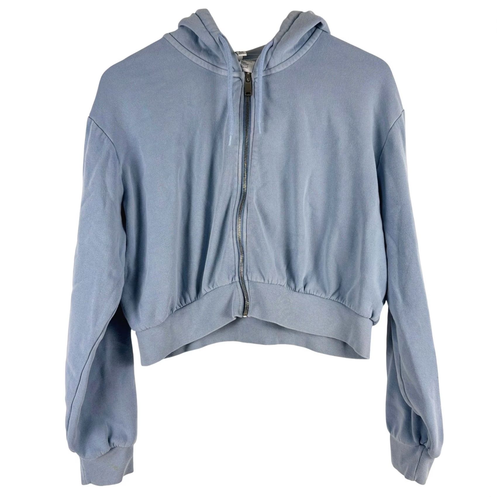 Vintage H M Divided Cropped Hoodie Blue Long Sleeve Zip Up Basic Size L Womens Size L / US 10 / IT 46 - 2 Thumbnail