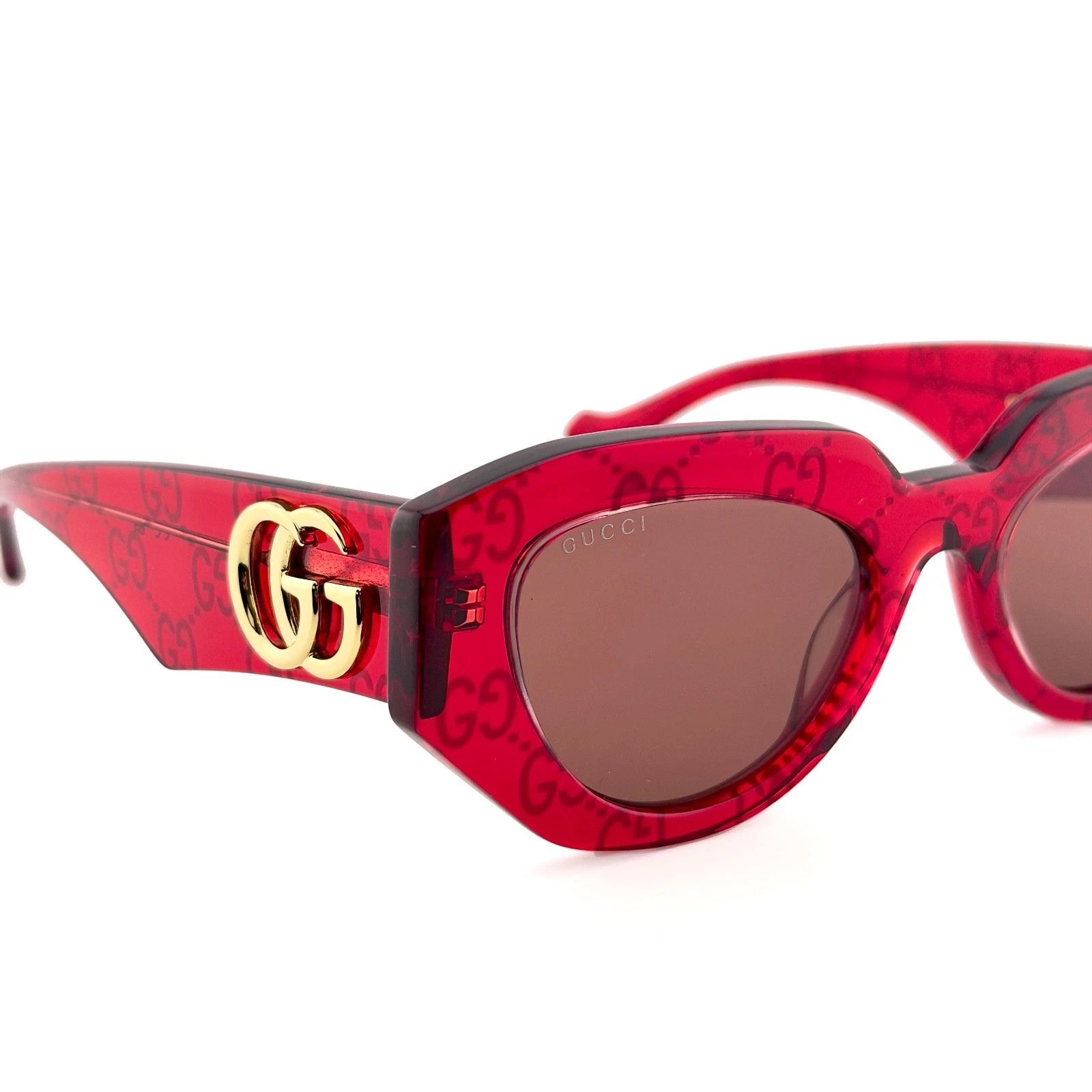 Gucci GUCCI 1421 Crystal Red Print 1421S Geometric Sunglasses 006 Size ONE SIZE - 8 Thumbnail