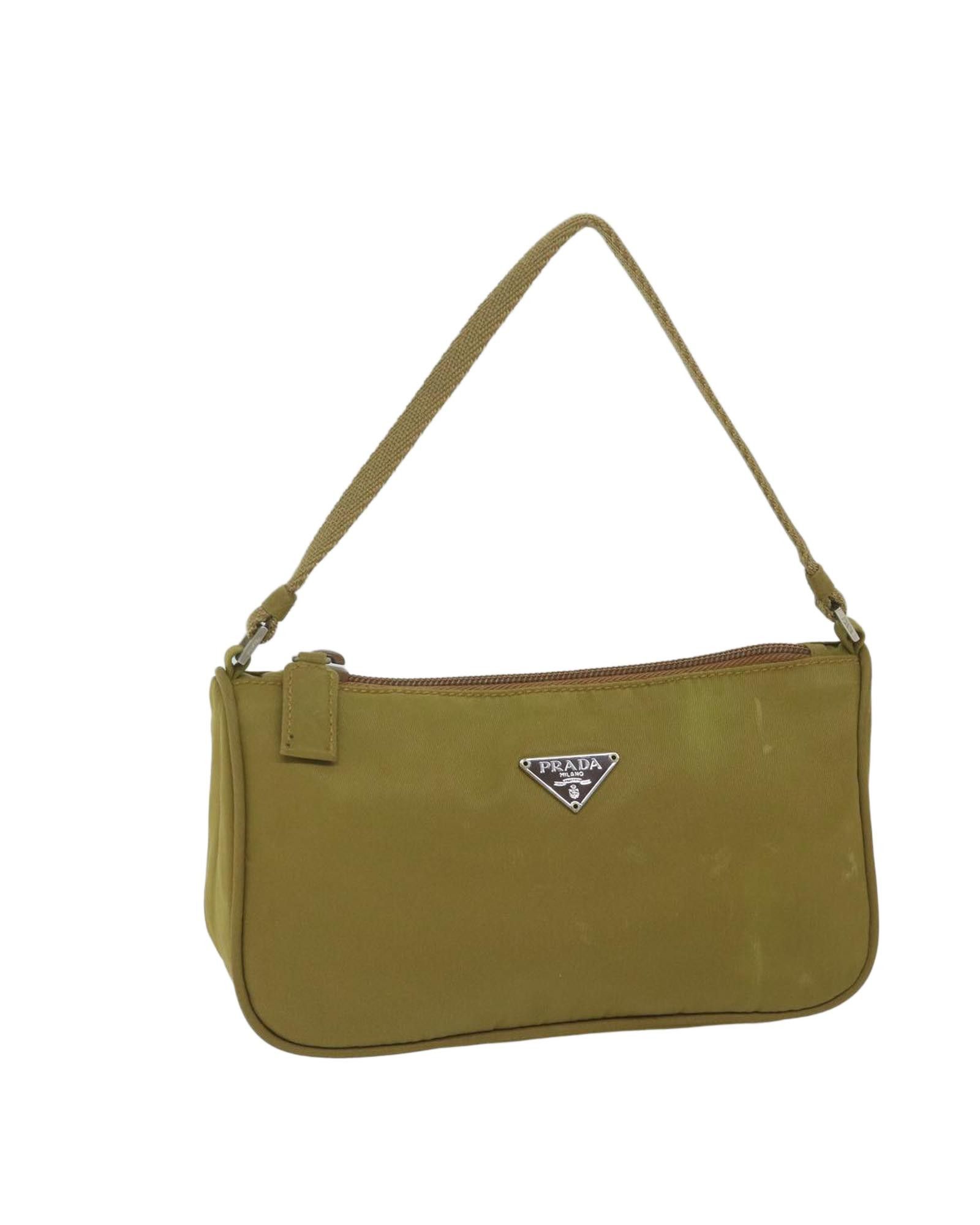 image of Prada Stylish Khaki Accessory Pouch, Women's