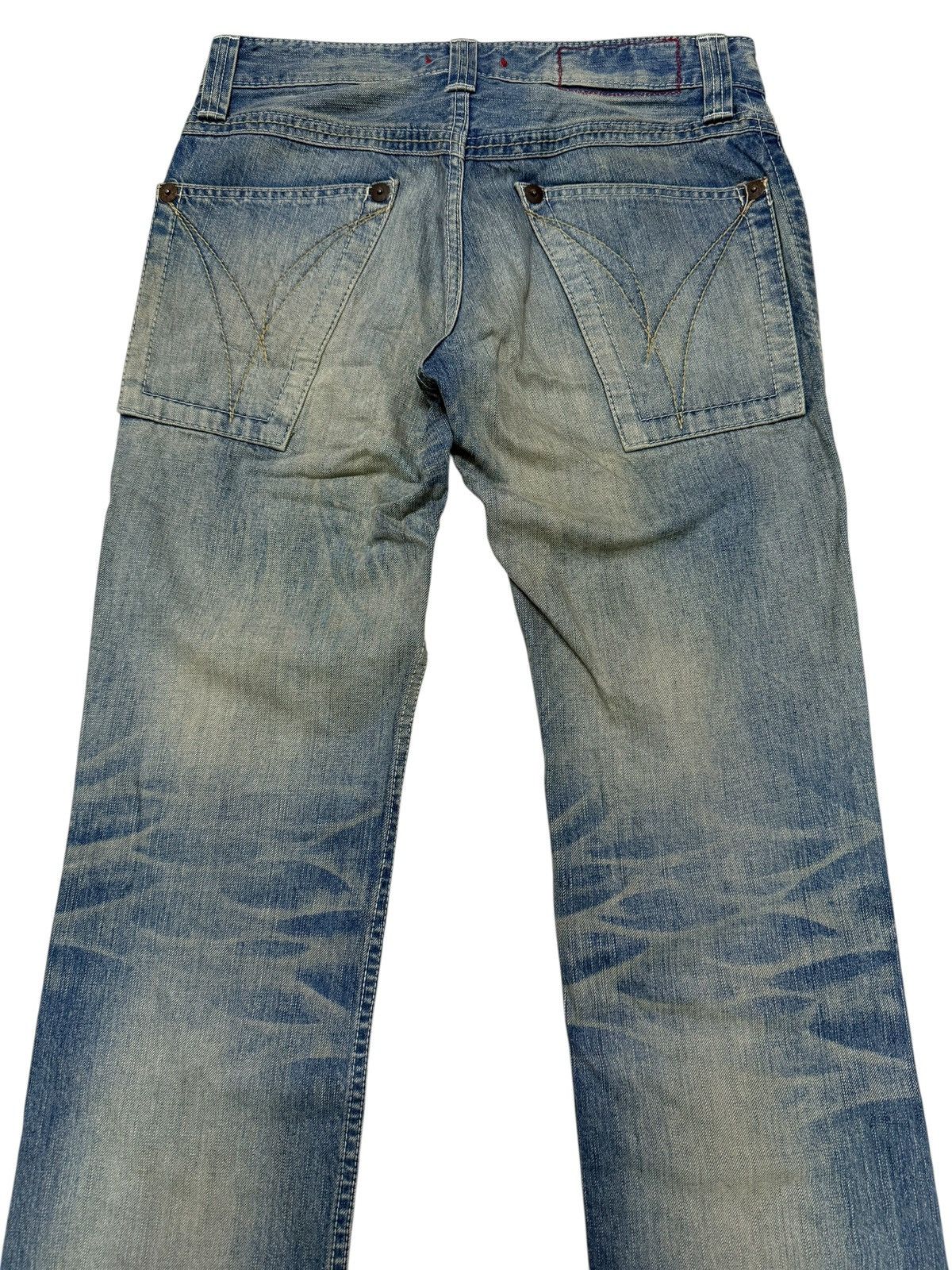 Japanese Brand Flared Jeans Blue Way Japan Acid Wash Rare Design Boot Cut Size US 30 / EU 46 - 19 Thumbnail