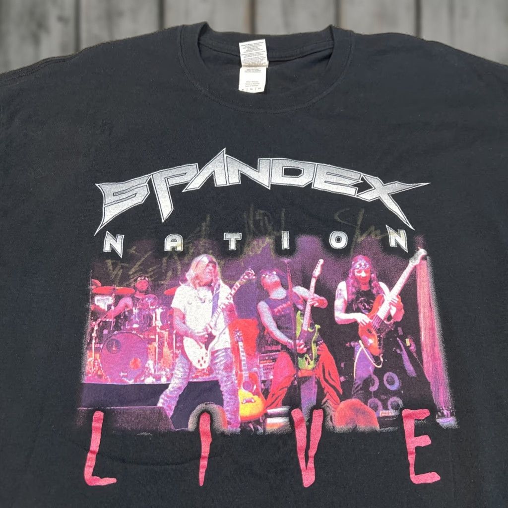 Gildan VINTAGE Spandex Nation Live T Shirt Men’s XL Signed Black Cotton Size US XL / EU 56 / 4 - 1 Thumbnail