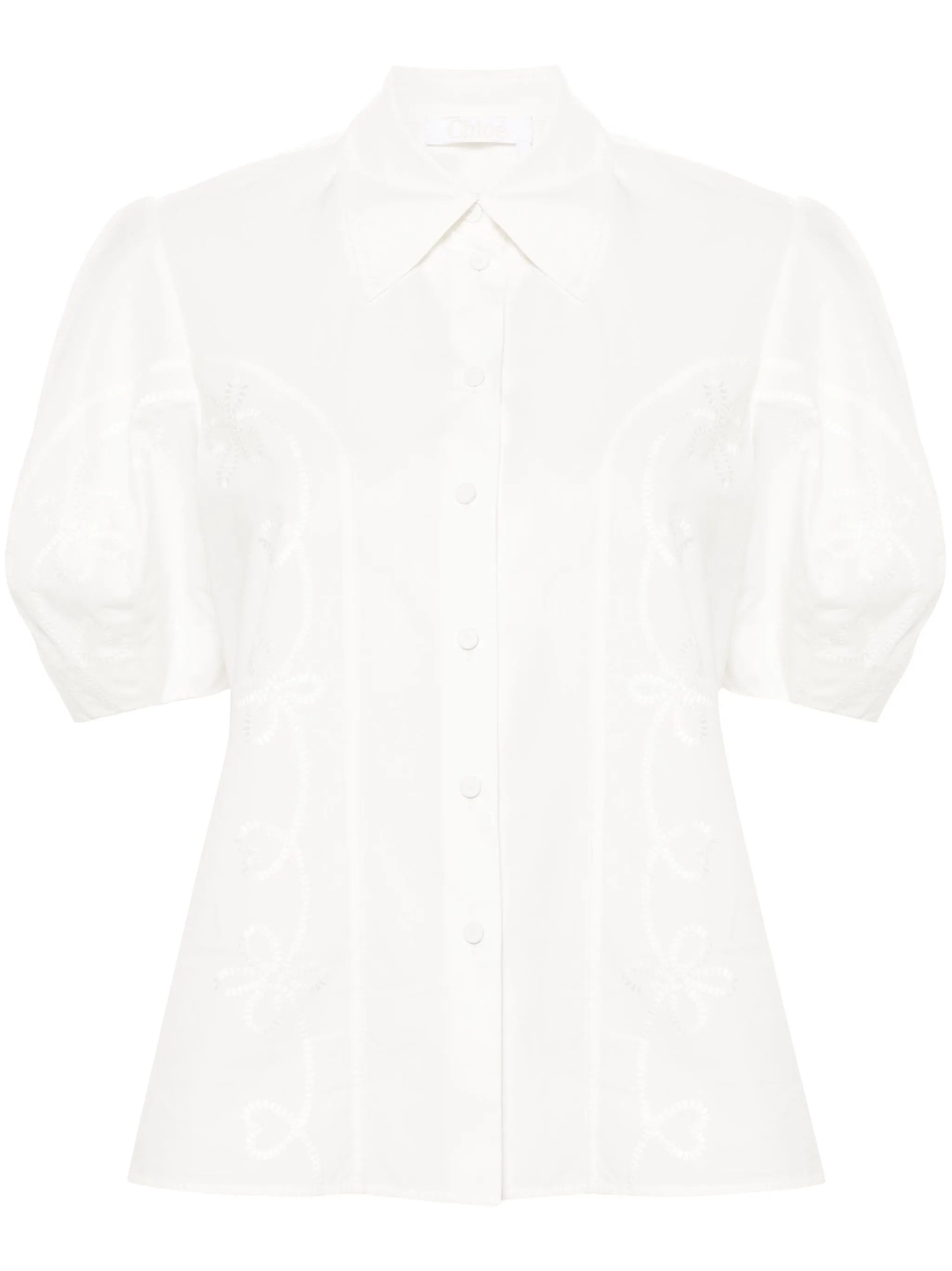 Chloe o1y0825 Short Sleeves Shirt in White Size M / US 6-8 / IT 42-44 - 1 Thumbnail