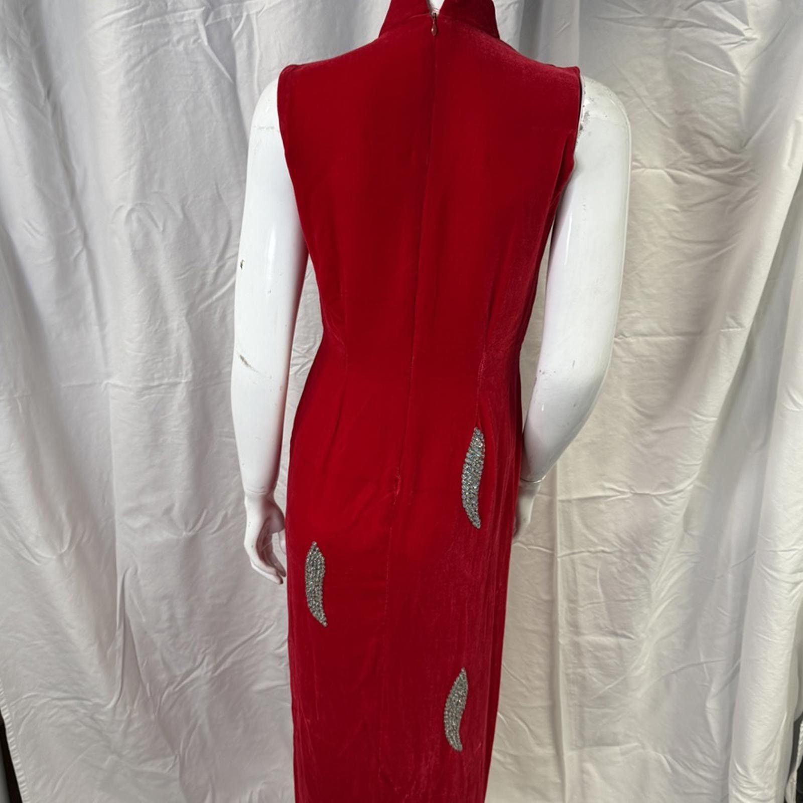 Vintage Vtg 50's 60's Red Cheongsam Qipao Dress Floral Embroidery Size XS / US 0-2 / IT 36-38 - 8 Thumbnail