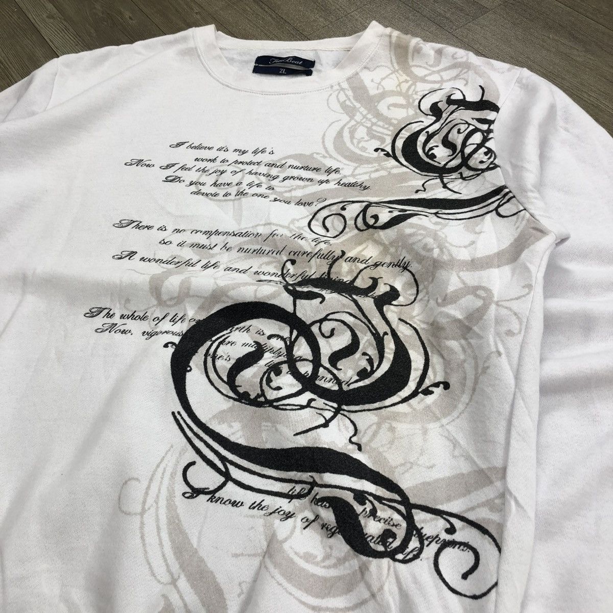 If Six Was Nine × Japanese Brand × Le Grande Bleu (L.G.B.) 2000s Free Beat Poem Tribal Goa Lgb Punk Style Sweatshirt Size US L / EU 52-54 / 3 - 3 Thumbnail