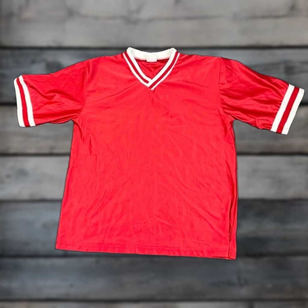 Etro VINTAGE VTG 90s Jersey V-Neck T-Shirt Adult XL Red White USA Made Teamwork Tag Retro Size US XL / EU 56 / 4 - 1 Thumbnail