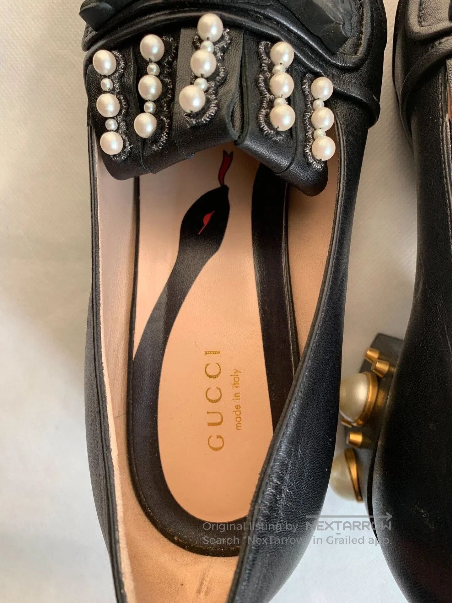 Gucci Gucci Black Pearl Leather Shoes 37.5. Size US 6.5 / IT 36.5 - 7 Thumbnail