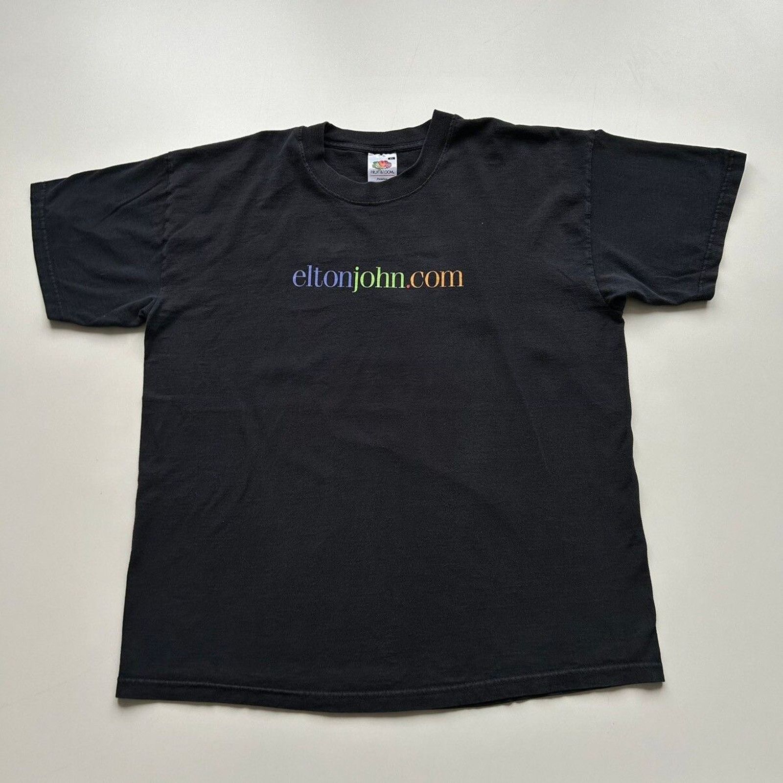 Band Tees Vintage Y2K Elton John Rainbow Spell Out T Shirt XL Black Size US XL / EU 56 / 4 - 1 Thumbnail