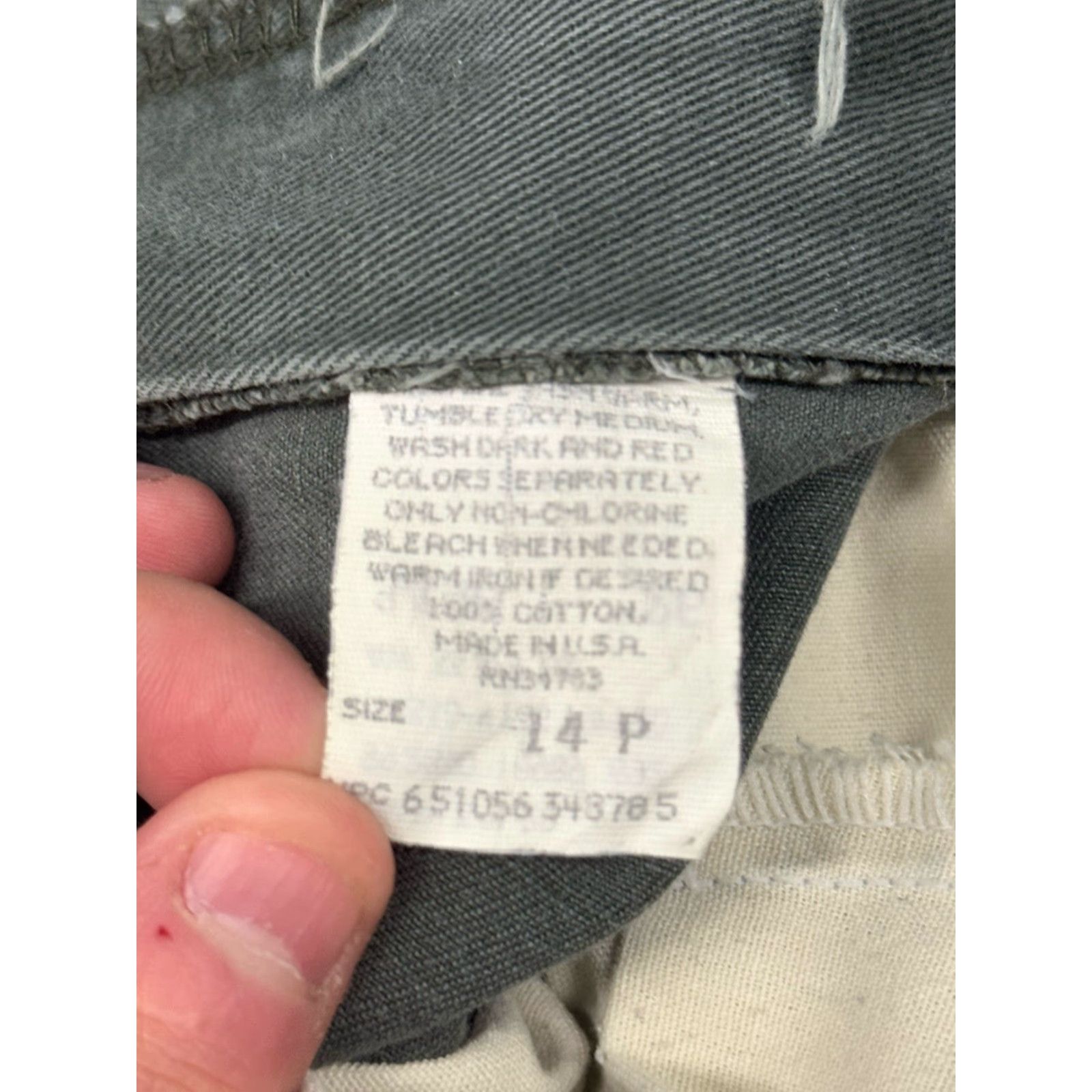 Lee VINTAGE Lee Riveted Buckle Back Canvas Pants Womens Size 14 Petite Green Khaki Style 90s City Preppy Straight Leg Size 36" / US 14 / IT 50 - 3 Thumbnail