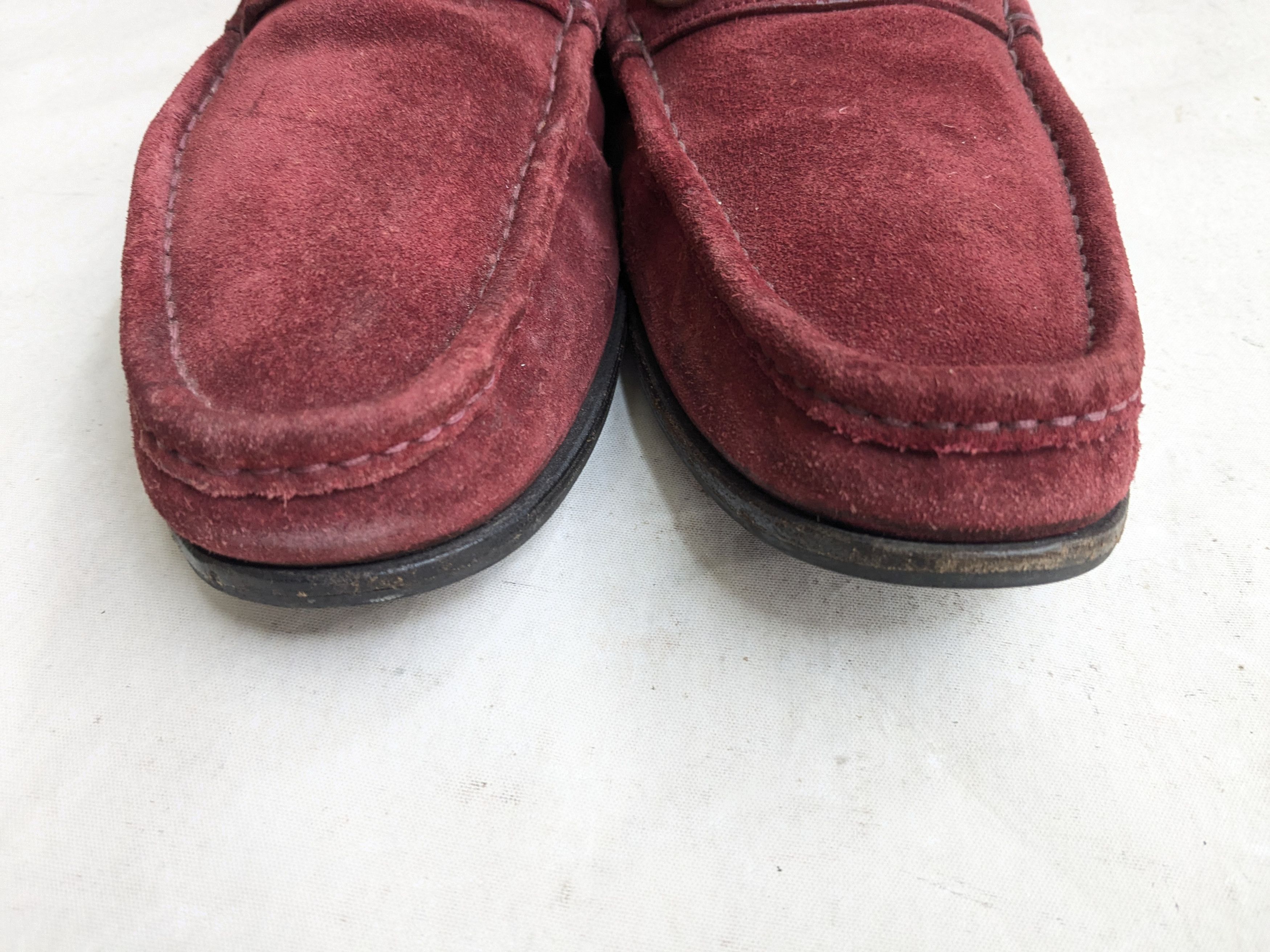 Gucci Gucci Horsebit Loafers Red 10.5 D Suede Leather Italy Slip Size US 10.5 / EU 43-44 - 4 Thumbnail