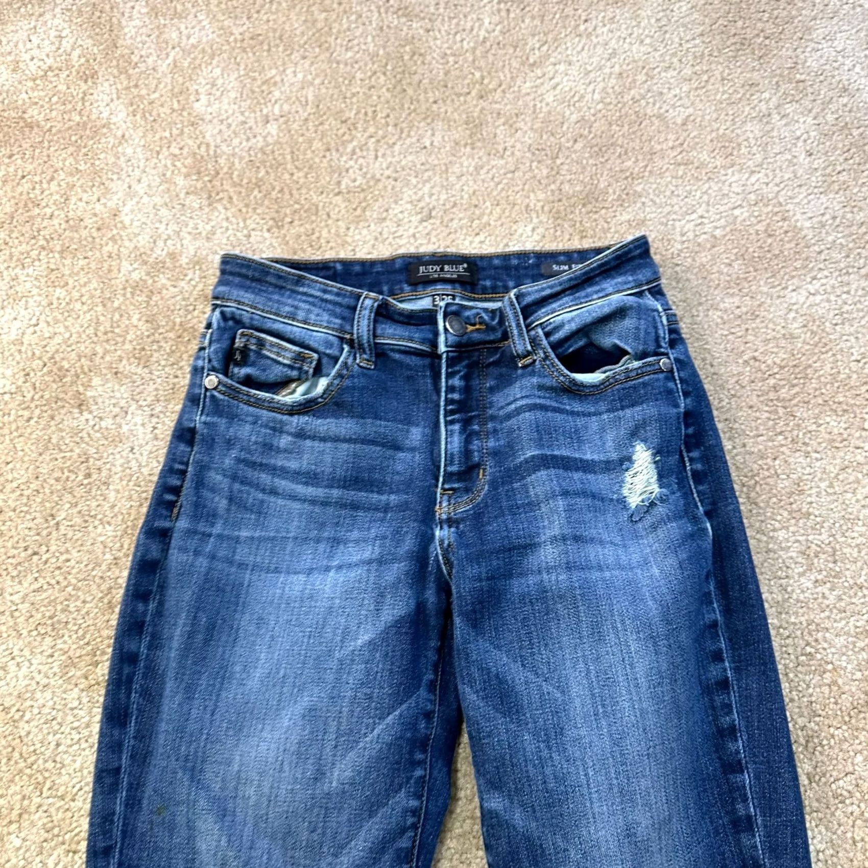 Denime Judy Blue Jeans Women's Slim Fit 3/26 Blue Denim Mid Rise Stretch 5-Pocket Inseam 29 in Dark Wash Size 26" / US 2 / IT 38 - 3 Thumbnail