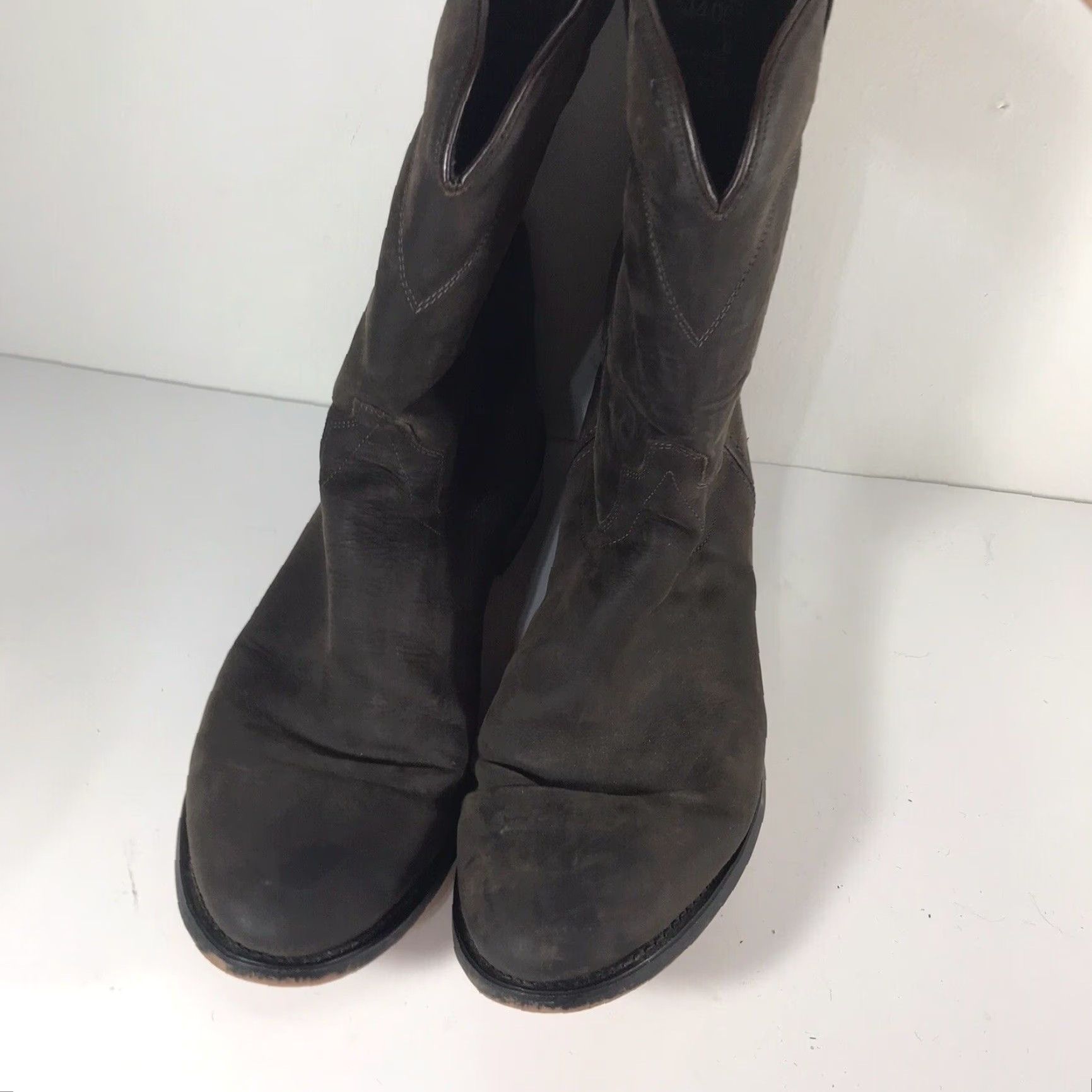 Vintage Old West Leather Work Boots Men's Brown Mid-Calf Western Style Size 13D Size US 13 / EU 46 - 2 Thumbnail