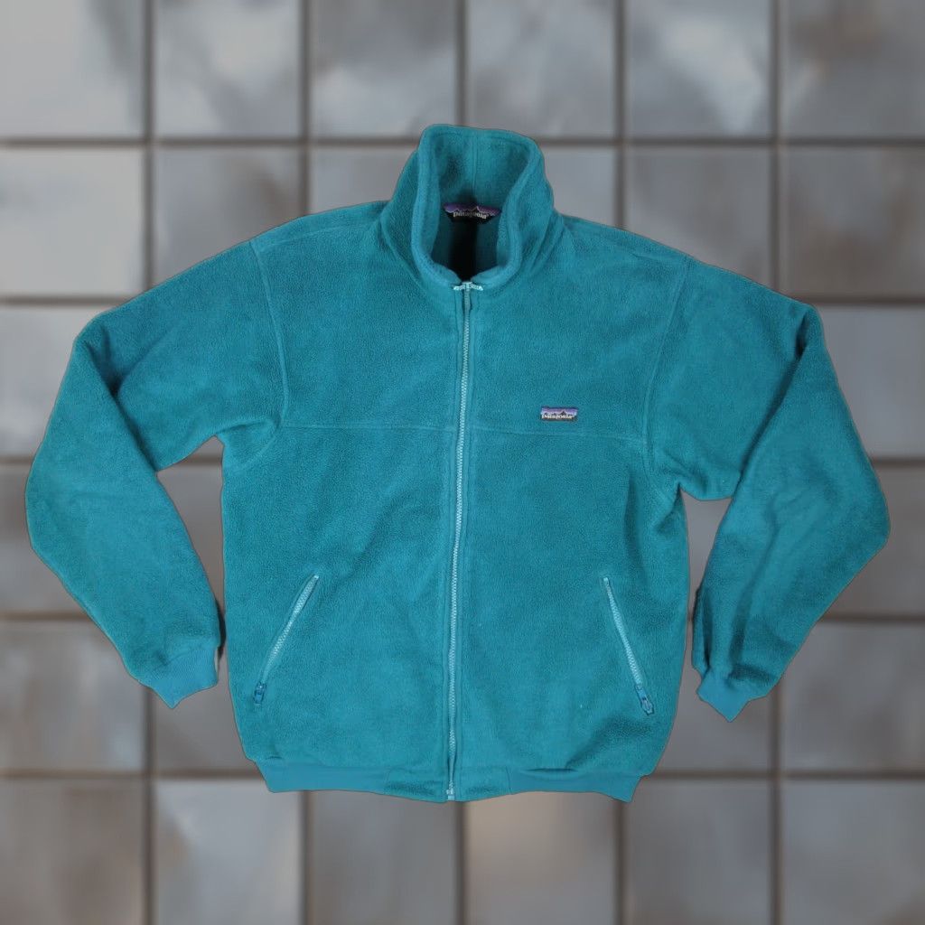 Patagonia VINTAGE Patagonia Jacket Womens Large Blue Fleece Full Zip Teal 90s 25011 Made in USA Size L / US 10 / IT 46 - 1 Thumbnail