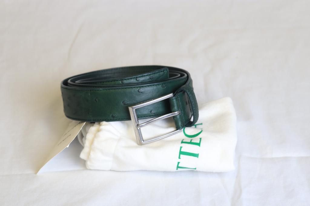Bottega Veneta o1rshd Ostrich Leather Belt in Pine Green Size ONE SIZE - 4 Thumbnail