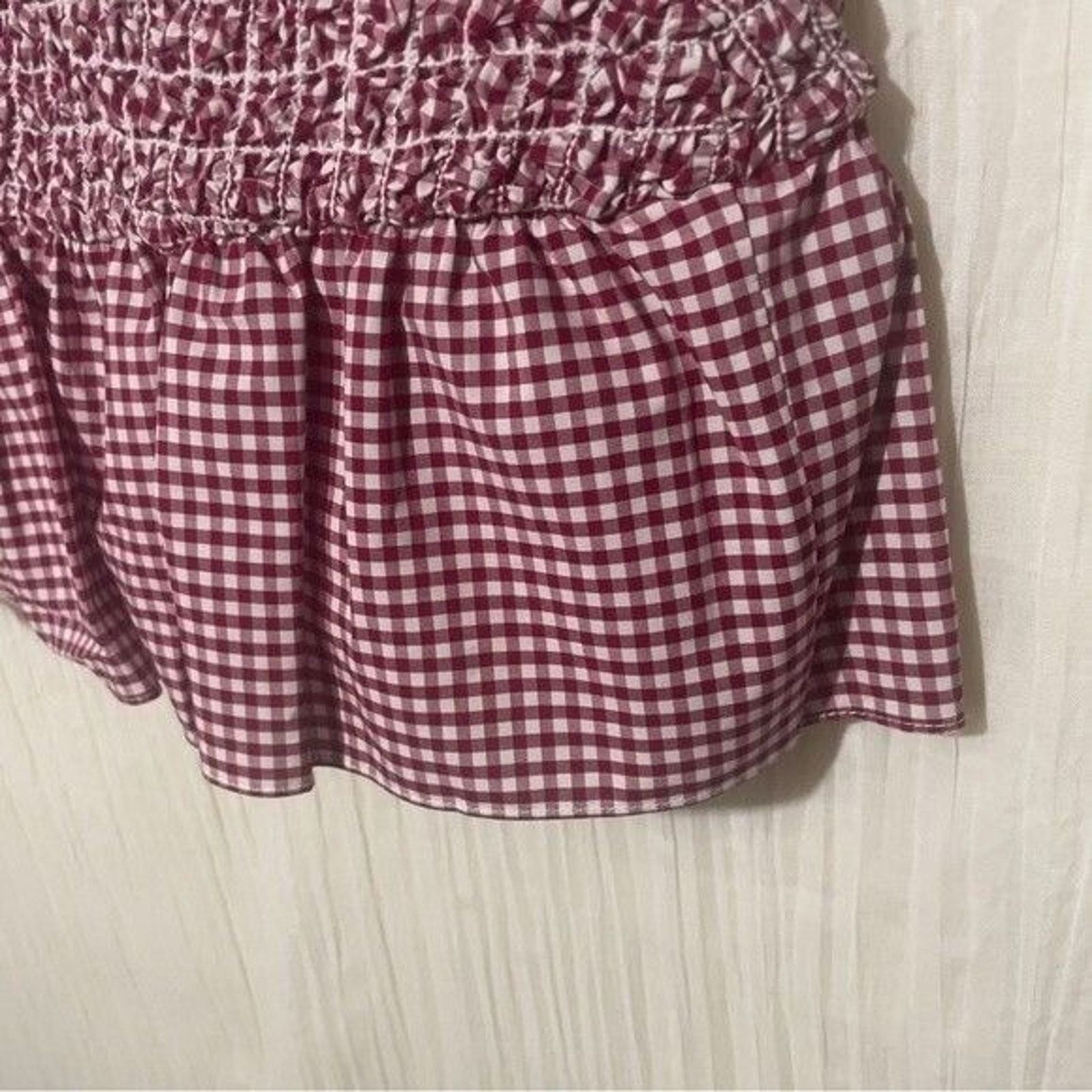 REVOLVE Petersyn Mini Benson Gingham Off-Shoulder Dress XS Red/White Size XS / US 0-2 / IT 36-38 - 4 Thumbnail