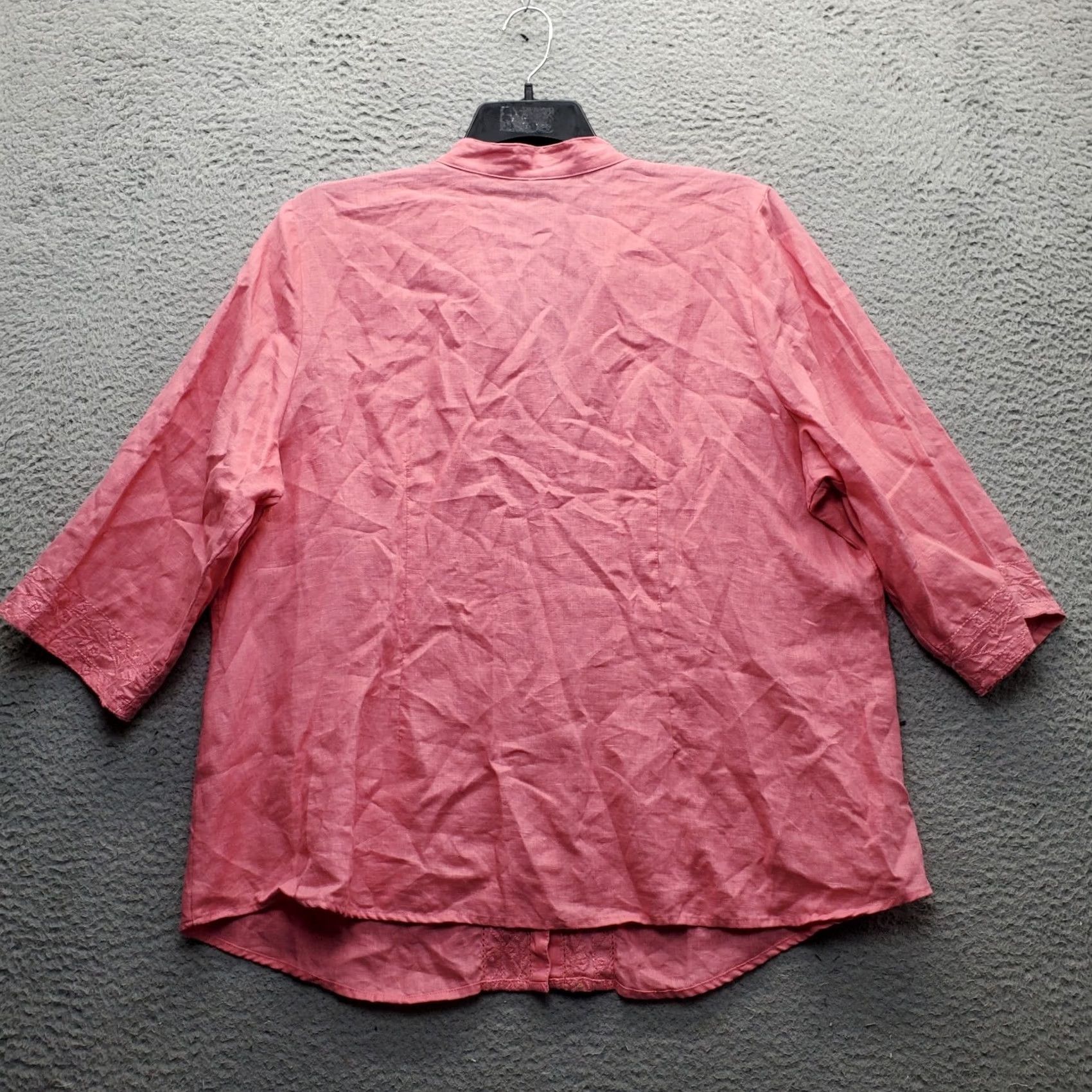 Vintage Marisa Christina Blouse Womens 2X Pink Linen Embroidered Boho 3/4 Sleeve Shirt Womens 2X Pink Linen Embroidered Boho 3/4 Sleeve Size XXL / US 16-18 / IT 52-54 - 2 Thumbnail