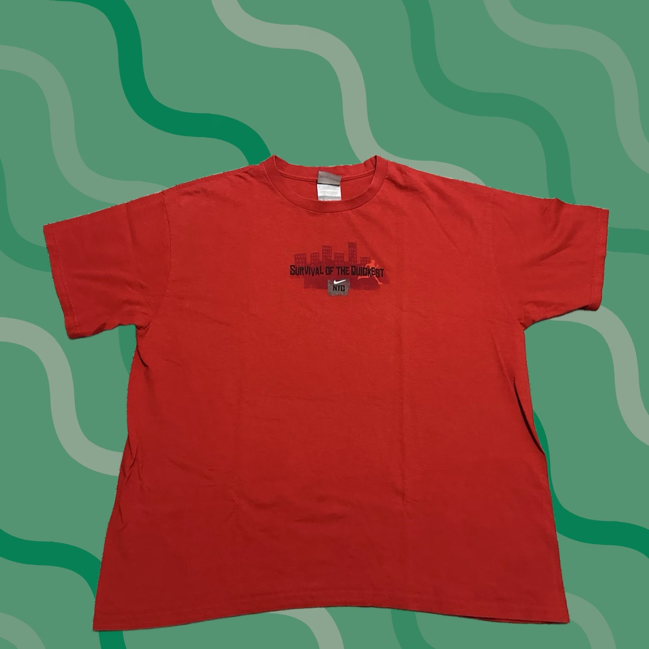 Nike VINTAGE Nike Shirt Mens XL Swoosh Cortez Grunge Graphic Print Red 90s Football T-Shirt Mens XL Bleed-free Logo All Seasons Easy Care Safe Ship Size US XL / EU 56 / 4 - 1 Thumbnail