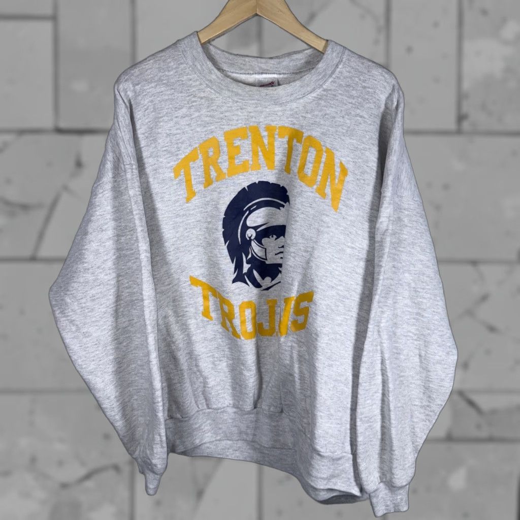 Jerzees VINTAGE Jerzees Trenton Trojans Gray Sweatshirt Mens 2XL Pullover Sweatshirt Gray Regular Fit Size US XL / EU 56 / 4 - 1 Thumbnail
