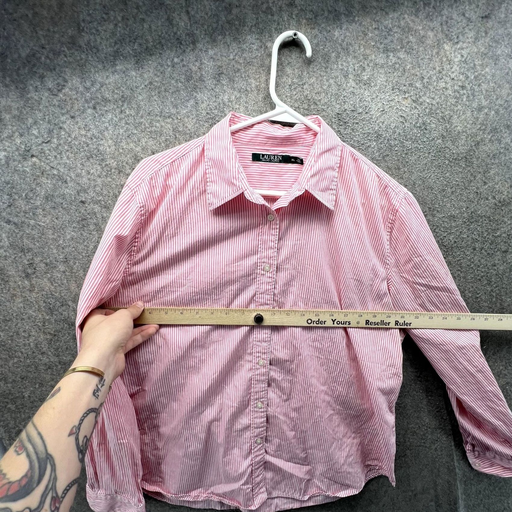 Ralph Lauren Lauren Ralph Lauren Shirt Womens XL Pink Stripe Button Front Long Sleeve Top Size XL / US 12-14 / IT 48-50 - 5 Thumbnail