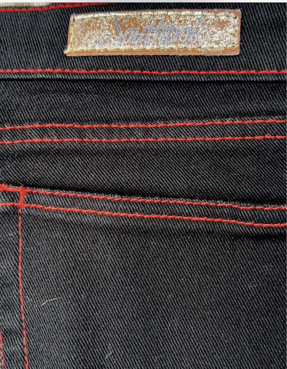 Southpole Y2K Southpole Black Jeans Red Contrast Stitch Embroidered Size 30" / US 8 / IT 44 - 4 Thumbnail