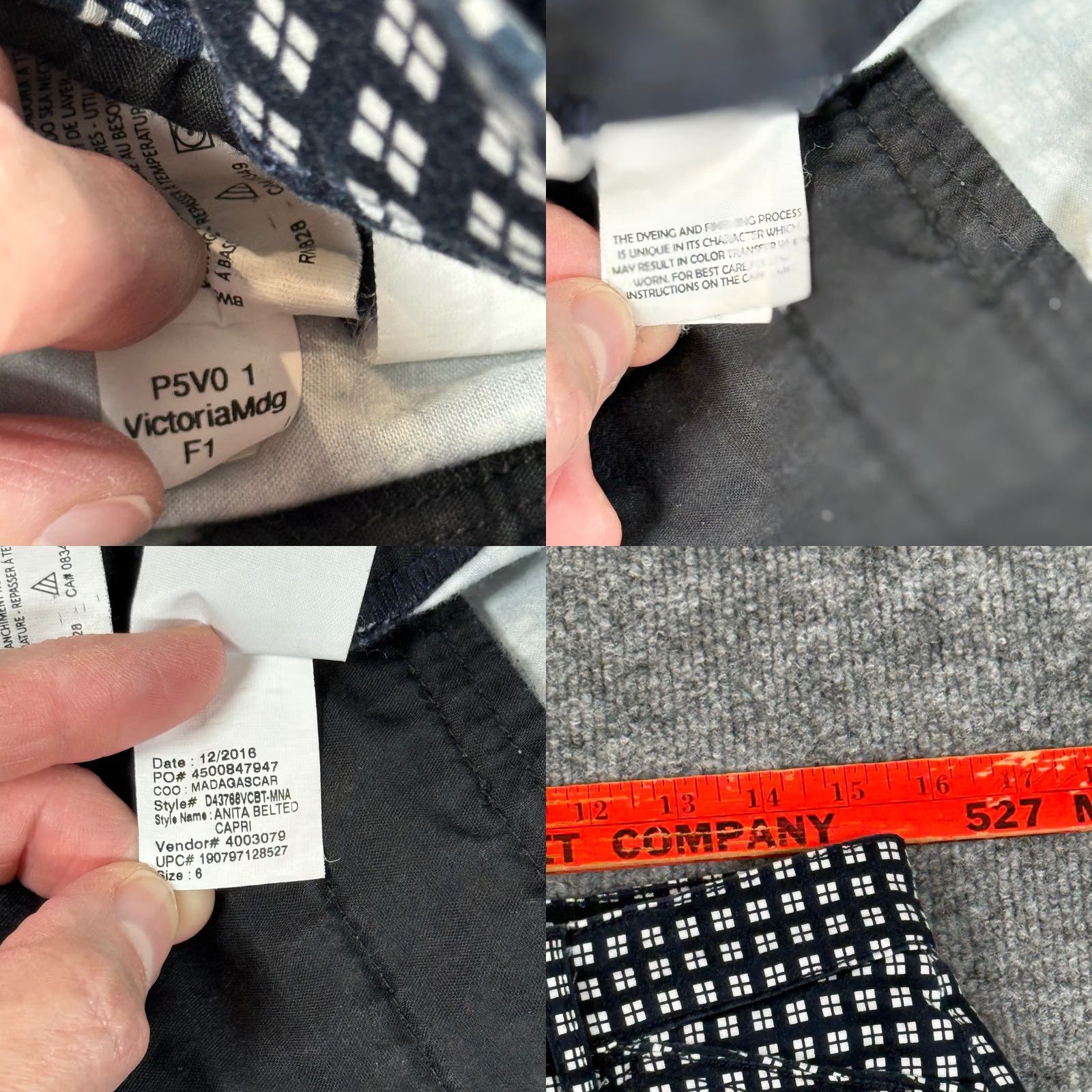 Gloria Vanderbilt Gloria Vanderbilt Womens Anita Capri Pants Size 6 Navy Blue White Geometric Print Office Size 28" / US 6 / IT 42 - 8 Thumbnail
