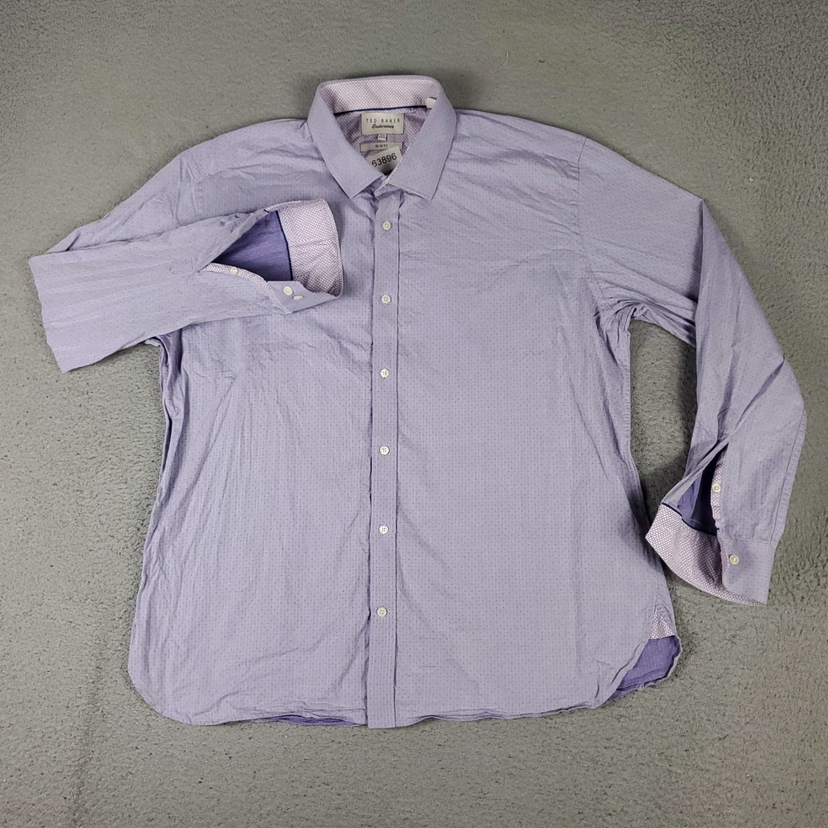 Ted Baker TED BAKER London Shirt Mens 17.5 Purple Endurance Slim Fit Dress Button Up Shirt Size 46R - 2 Thumbnail