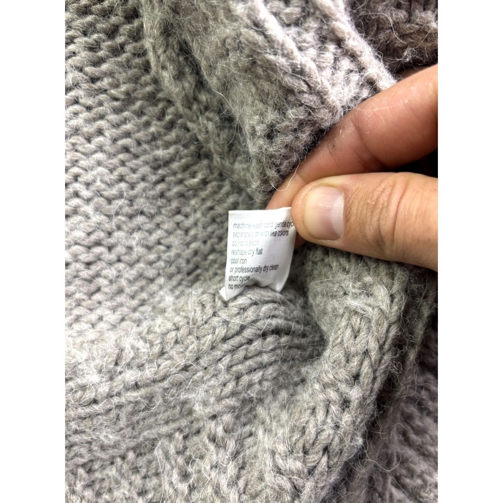 Vintage Elsamanda Cable Knit Cardigan Sweater Womens L Gray Ruffle Alpaca Wool Italy Size L / US 10 / IT 46 - 7 Thumbnail