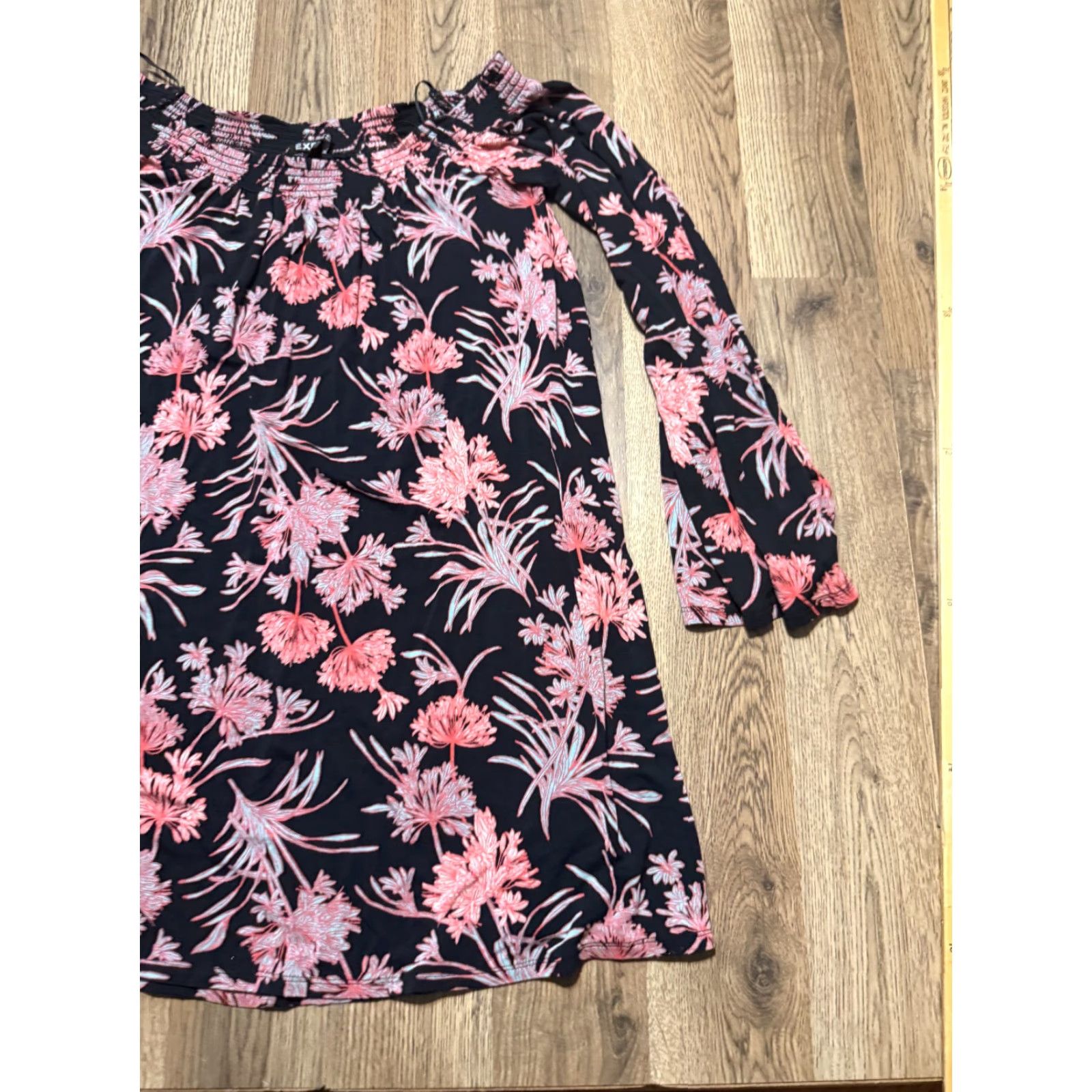 Express VINTAGE? Express Blouse, Women's Size Small, Black Pink Green Floral Long Sleeve Shirt Size S / US 4 / IT 40 - 4 Thumbnail