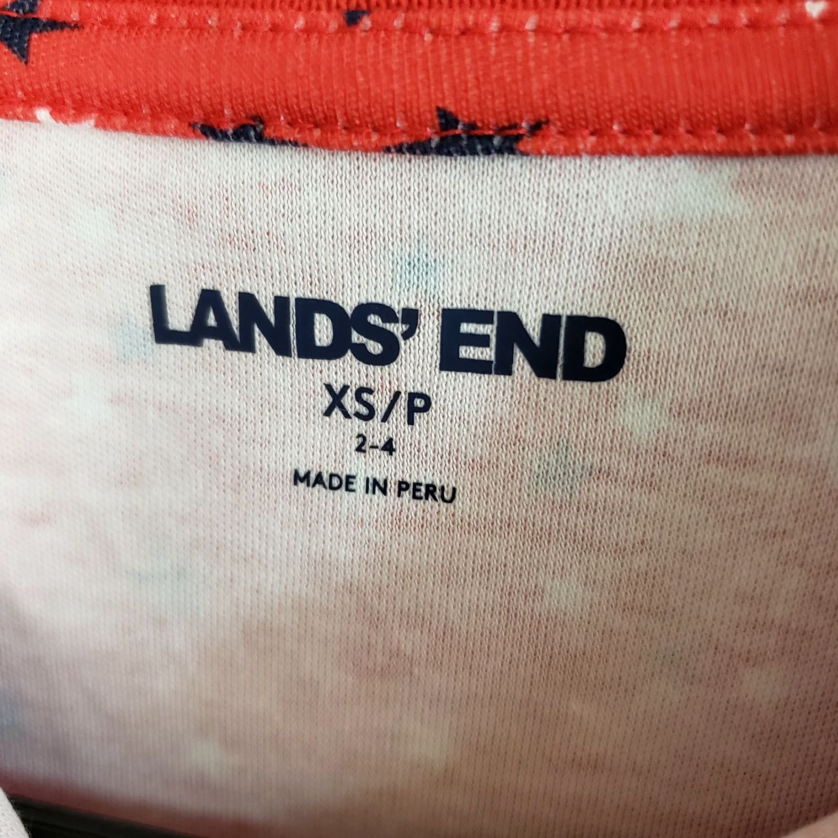 Lands' End VINTAGE? Lands End Polo Womens XS Red Star Print Short Sleeve Cotton Size 26" / US 2 / IT 38 - 5 Thumbnail