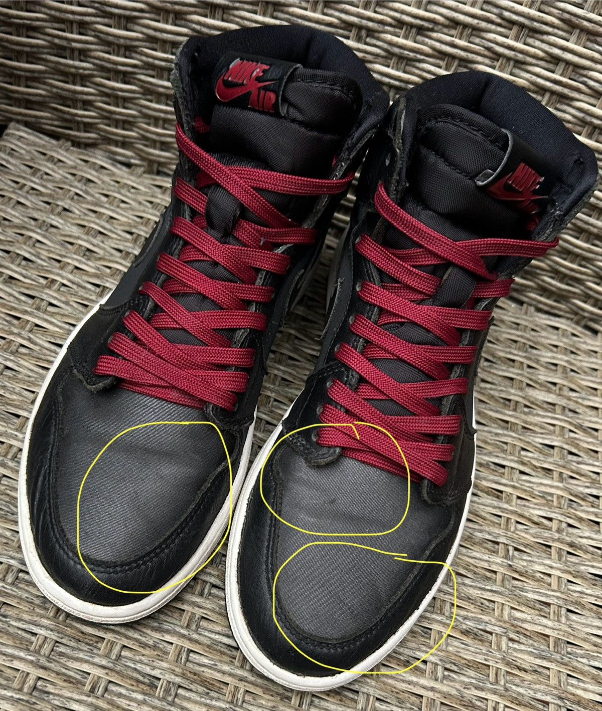 Jordan Brand × Nike Jordan 1 Retro High Black Satin Gym Red 555088-060 Size US 7 / EU 40 - 12 Thumbnail