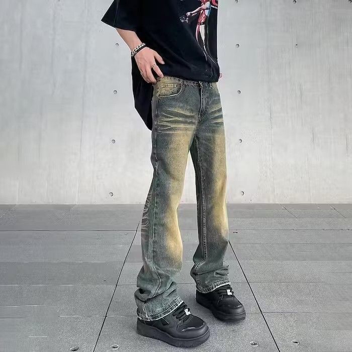 image of Distressed Denim x Vintage Gradient Flare Jeans in Blue, Men's (Size 34)