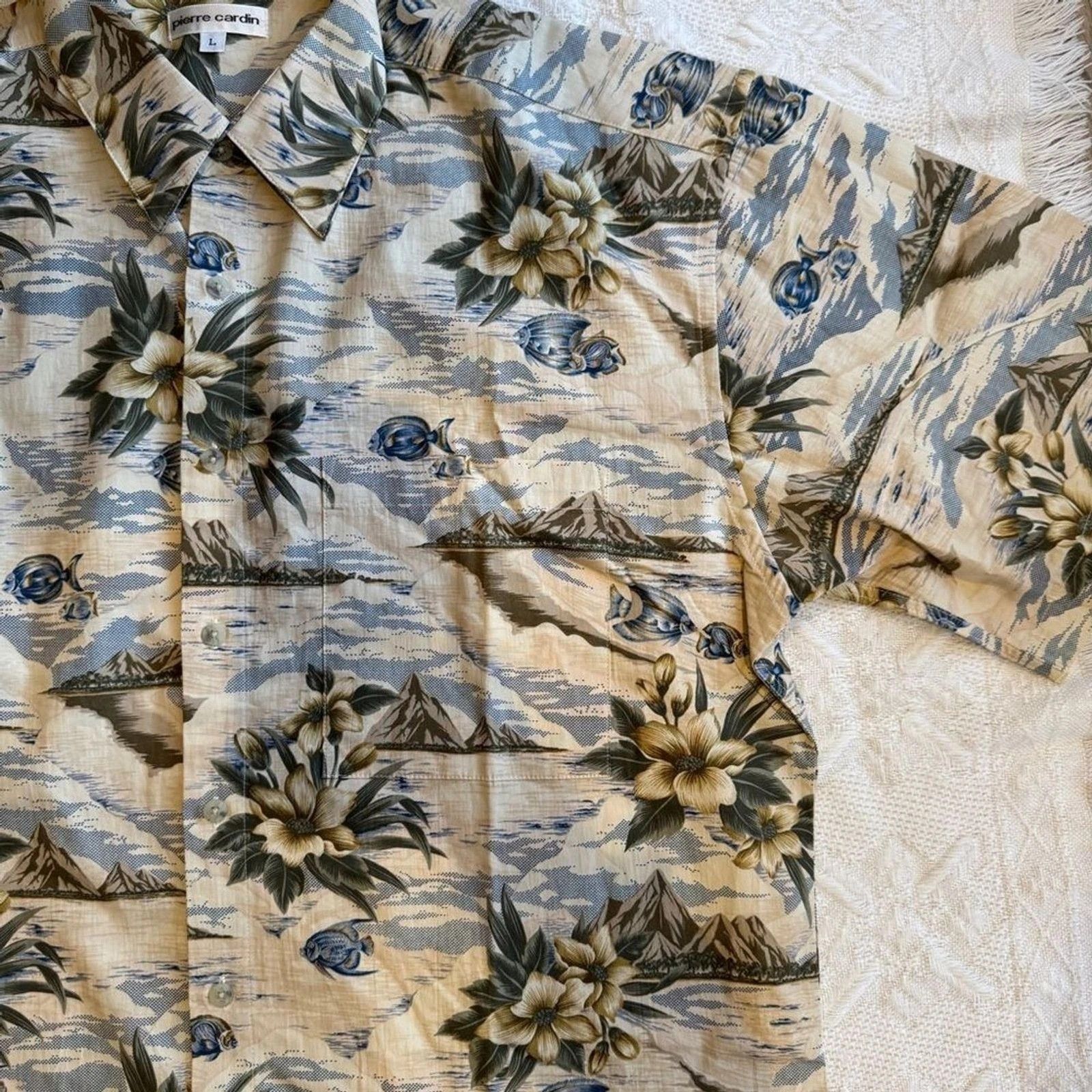 Pierre Cardin Vintage Pierre Cardin Hawaiian Shirt Men's Large Cotton ...
