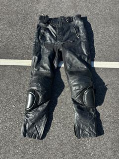 Kadoya Black Leather Reinforced Belted Biker Pants