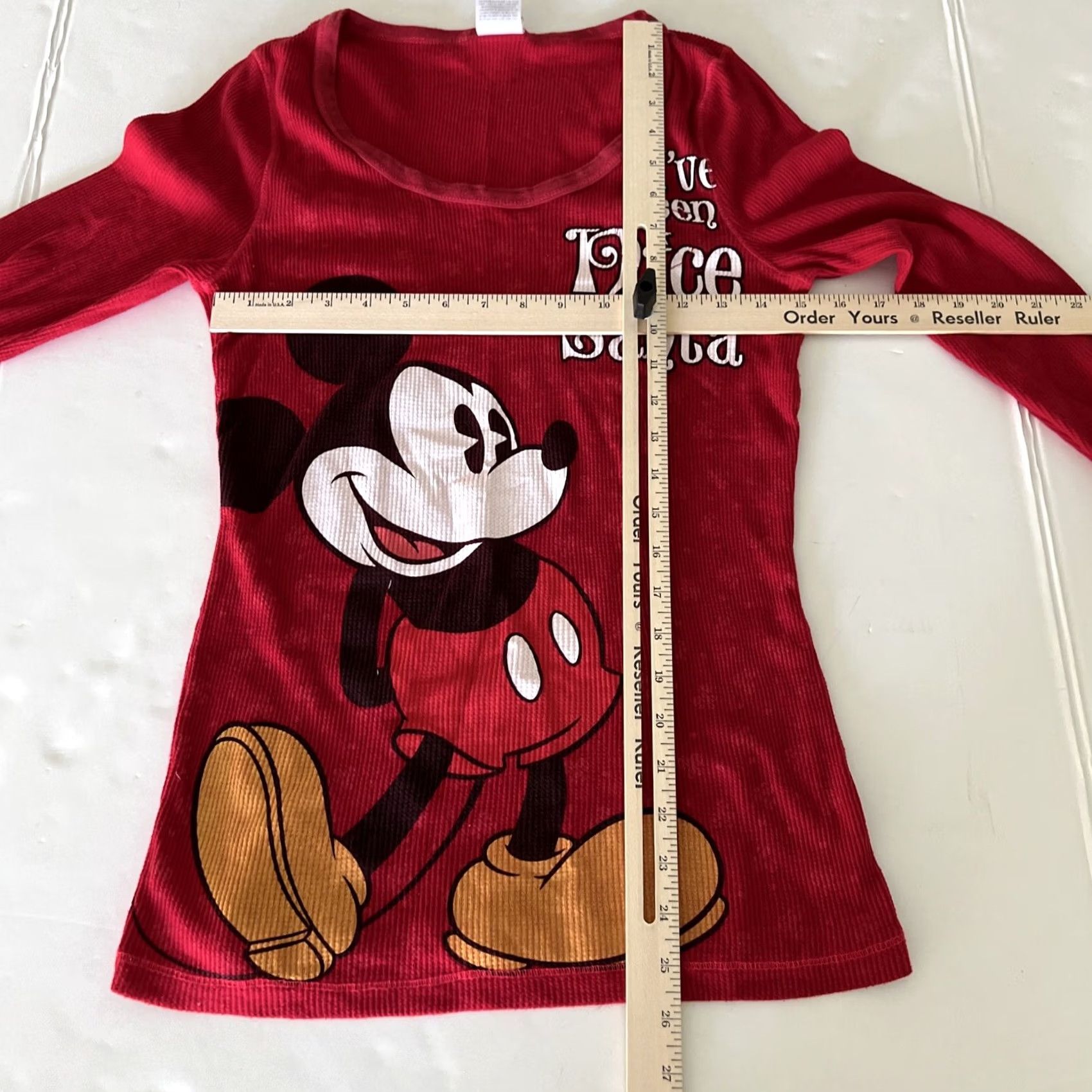 Disney VINTAGE Disney Mickey Mouse Red Thermal Junior Plus 1X 16W “I’ve Been Nice Santa” Size XL / US 12-14 / IT 48-50 - 4 Thumbnail