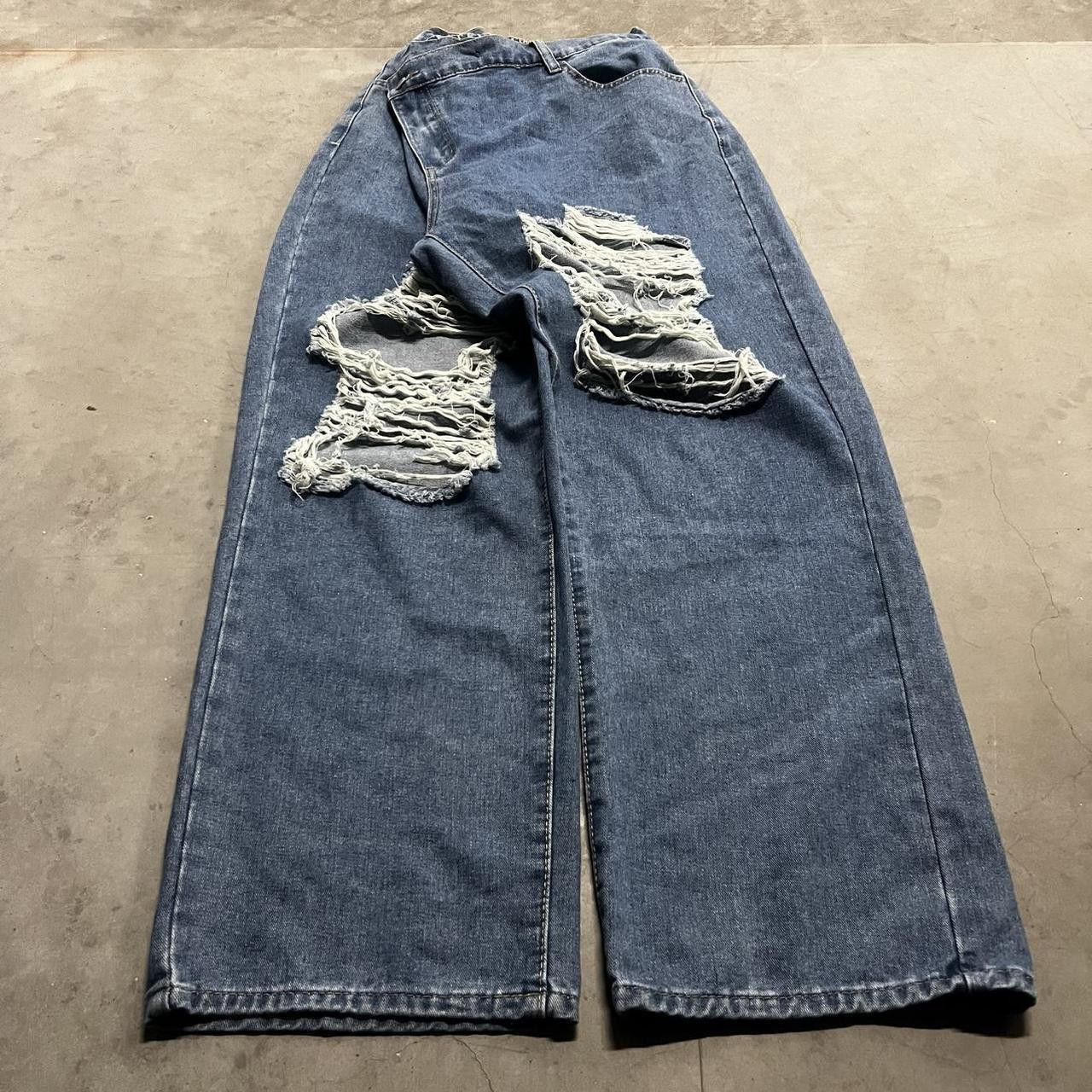 Vintage Vintage Y2K/2000s Super Baggy JNCO Style Ripped Streetwear Style Medium Wash Denim Jeans! Size US 42 / EU 58 - 3 Thumbnail