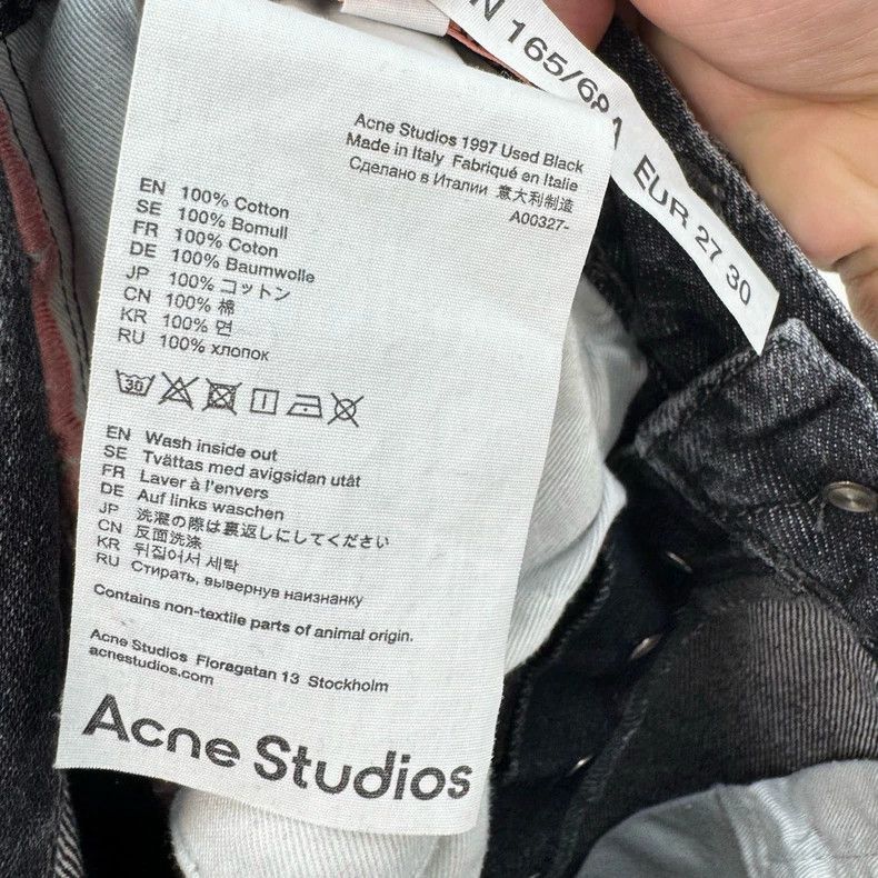 Acne Studios Acne Studios Black and grey washed leather brand jeans Size US 27 - 7 Thumbnail