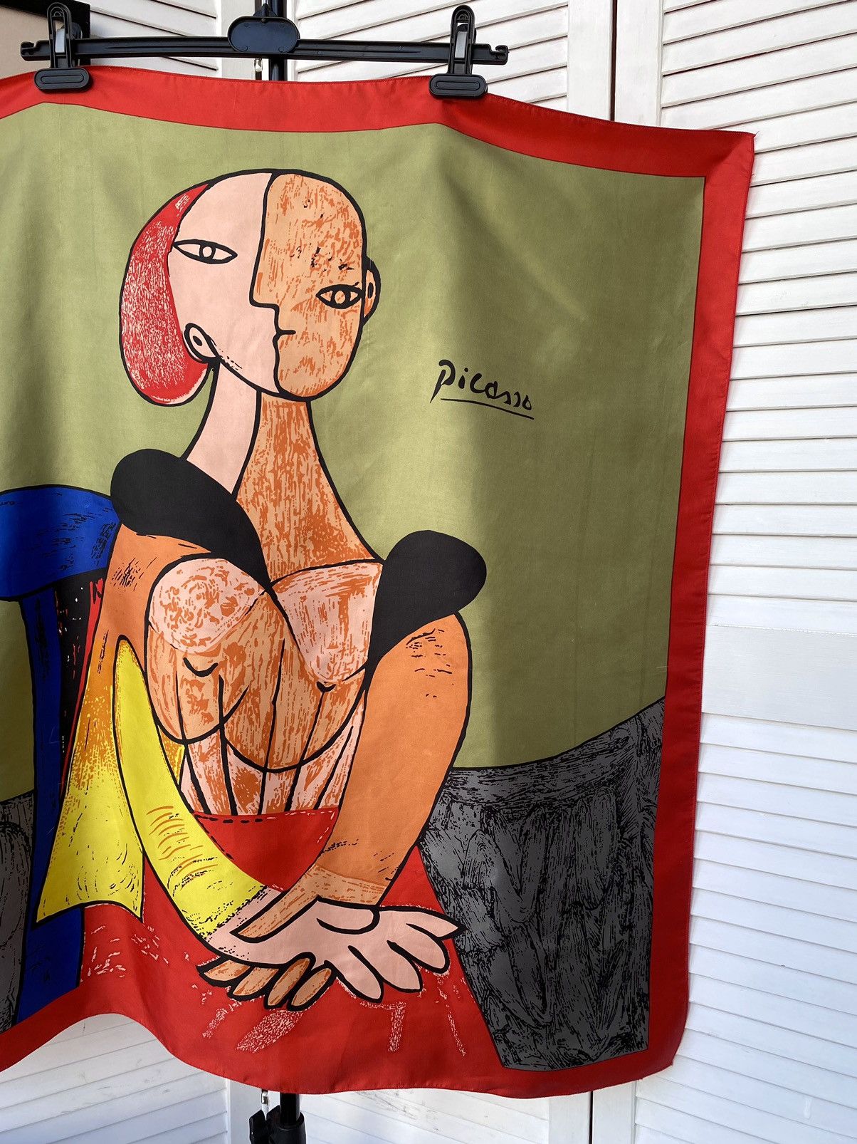 Japanese Brand Vintage 90s Pablo Picasso Figure Abstract Silk Chiffon Scarf Size ONE SIZE - 3 Thumbnail