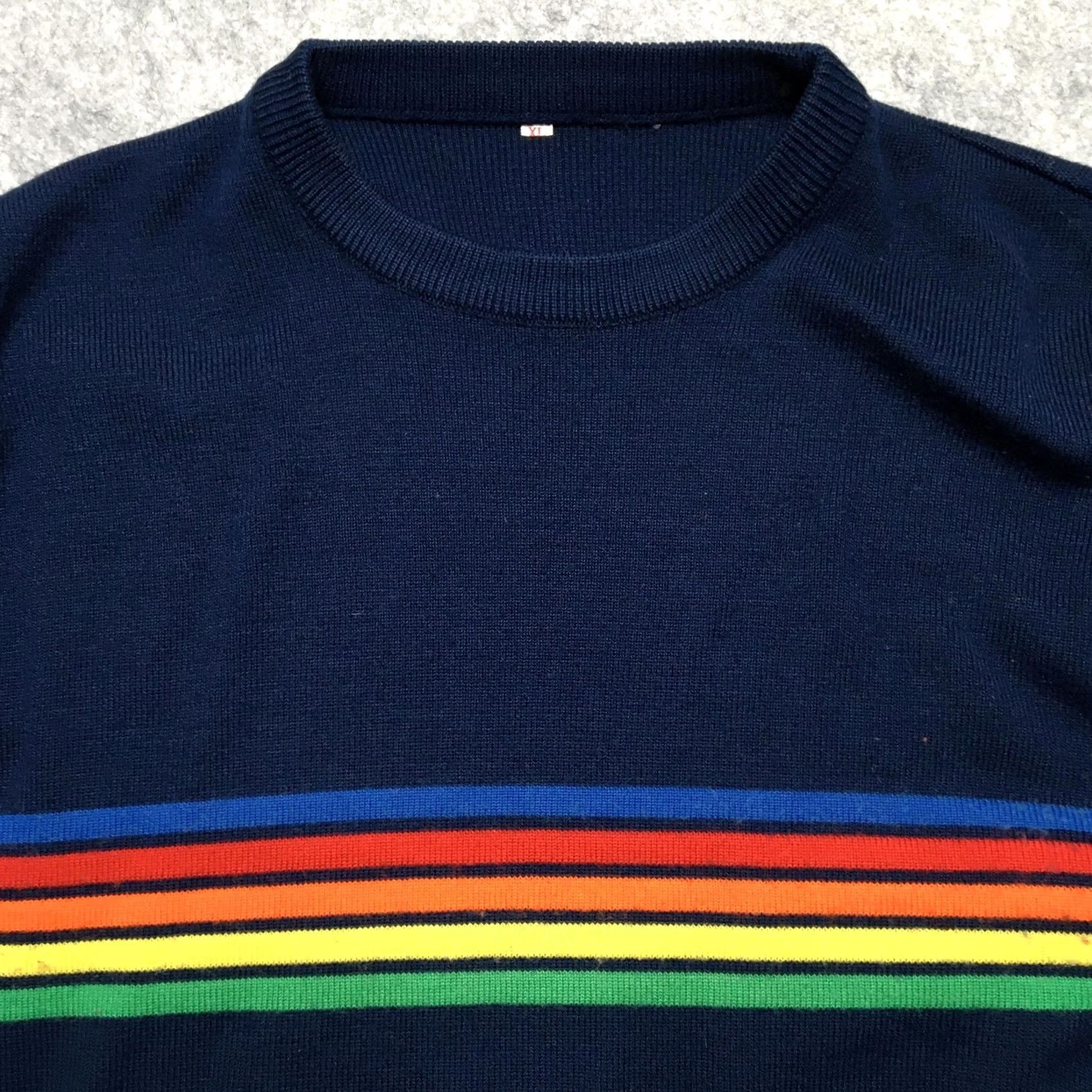 Rainbow Vintage Rainbow Stripe Crewneck Sweater Mens XL Navy Knit Pullover Retro Style Size US XL / EU 56 / 4 - 4 Thumbnail