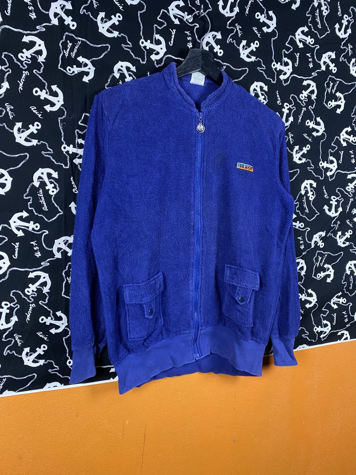 Vintage Vintage Tiki Blue Terry Zip-Up Jacket Casual Streetwear Size US S / EU 44-46 / 1 - 4 Thumbnail