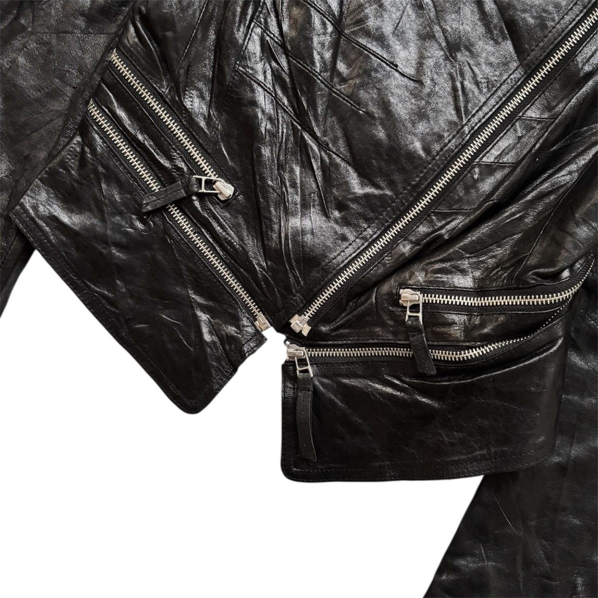 14th Addiction G.Attitude Asymetrical Leather Jacket Size ONE SIZE - 3 Thumbnail