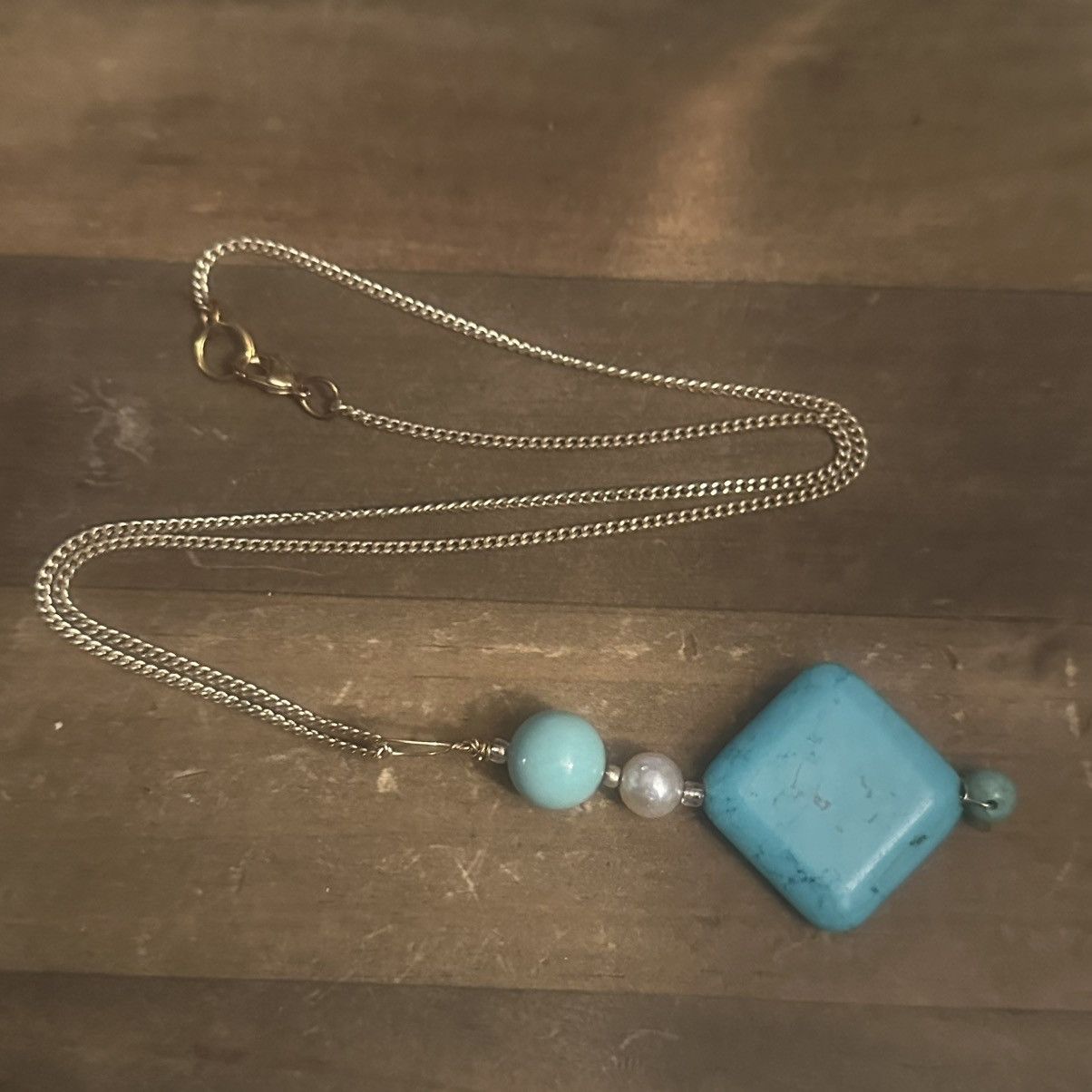 Other Gold tone turquoise drop pendant necklace Size ONE SIZE - 3 Thumbnail