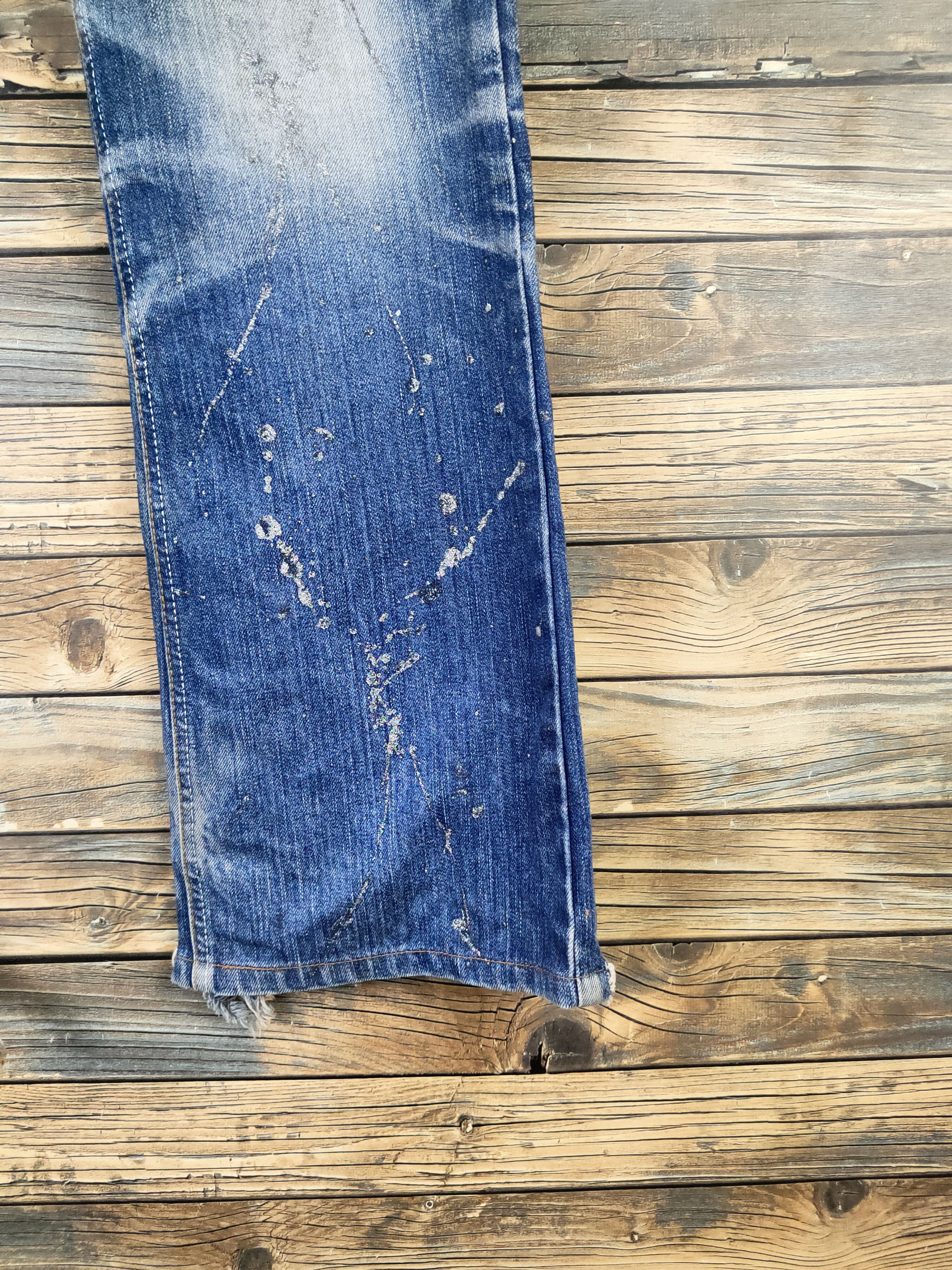 Japanese Brand DL Lagust Dark Blue Distressed Ripped Jeans #46-089 Size 34" / US 12 / IT 48 - 6 Thumbnail