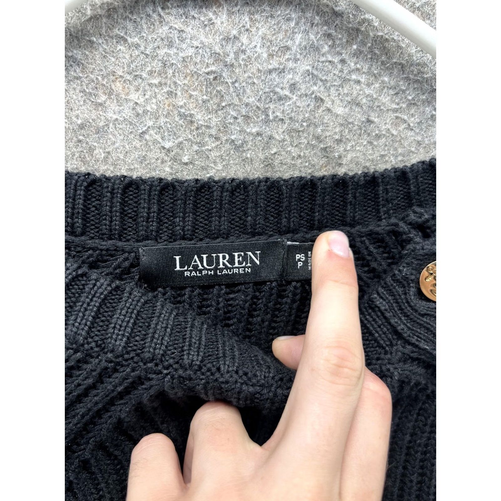 Ralph Lauren VINTAGE Lauren Ralph Lauren Sweater Womens Petite Small Black Raglan Shoulder Knit Crew Neck Pullover Winter Womens Size S / US 4 / IT 40 - 3 Thumbnail