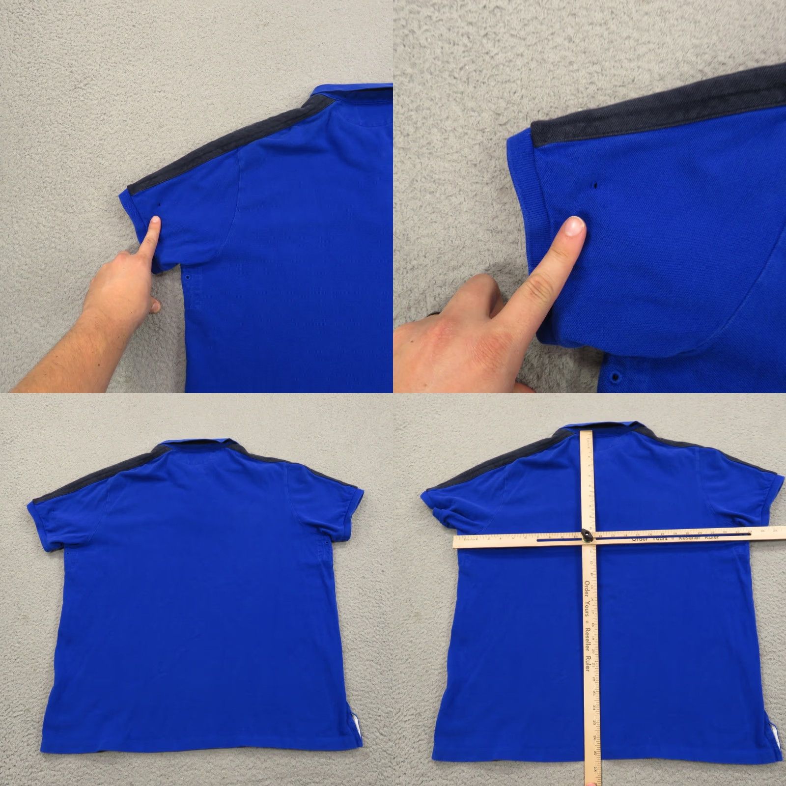 Polo Ralph Lauren VTG Polo Ralph Lauren Shirt Mens XL Blue Black Rugby Snap Collar Padded Shoulder Collared Short Sleeve Knit 100% Cotton Logo Embroidered USA 90s Size US XL / EU 56 / 4 - 8 Thumbnail
