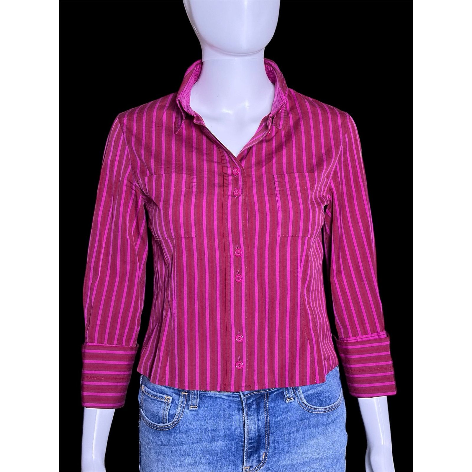 Louis Vuitton Y2K Louis Vuitton Magenta Pink and Red Button Down Blouse Size S / US 4 / IT 40 - 1 Thumbnail