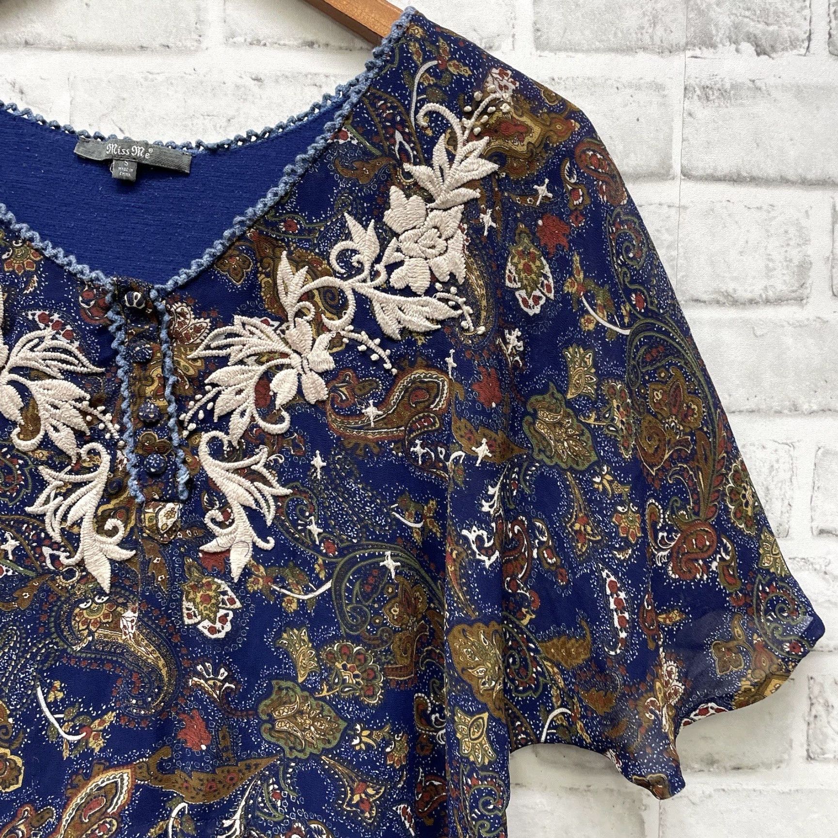 Miss Me Miss Me Tunic Women S Blue Floral Lined 100% Polyester XS? Size S / US 4 / IT 40 - 2 Thumbnail