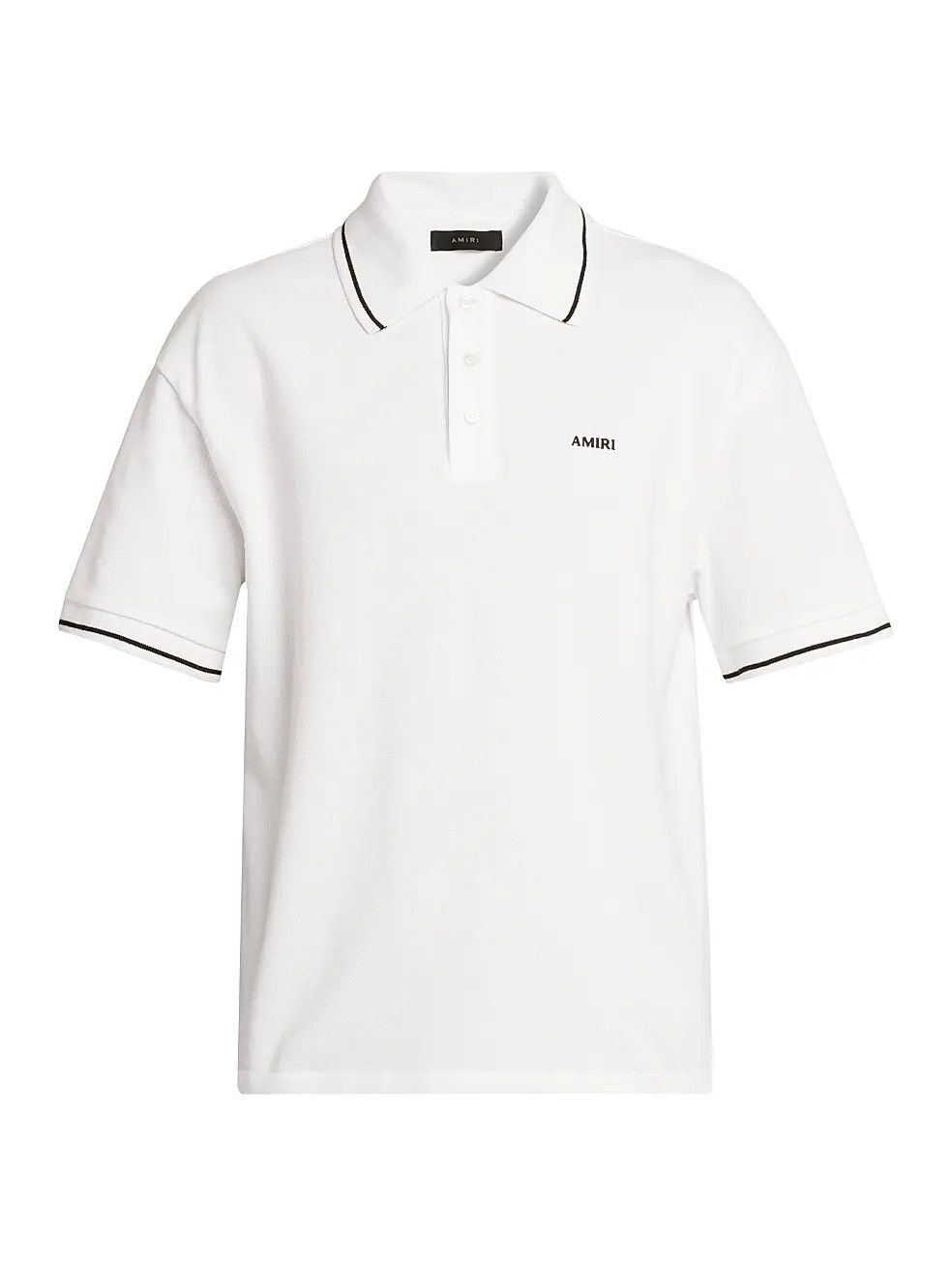 Amiri os11x0326 Logo Cotton Polo Shirt in White Size US M / EU 48-50 / 2 - 1 Thumbnail