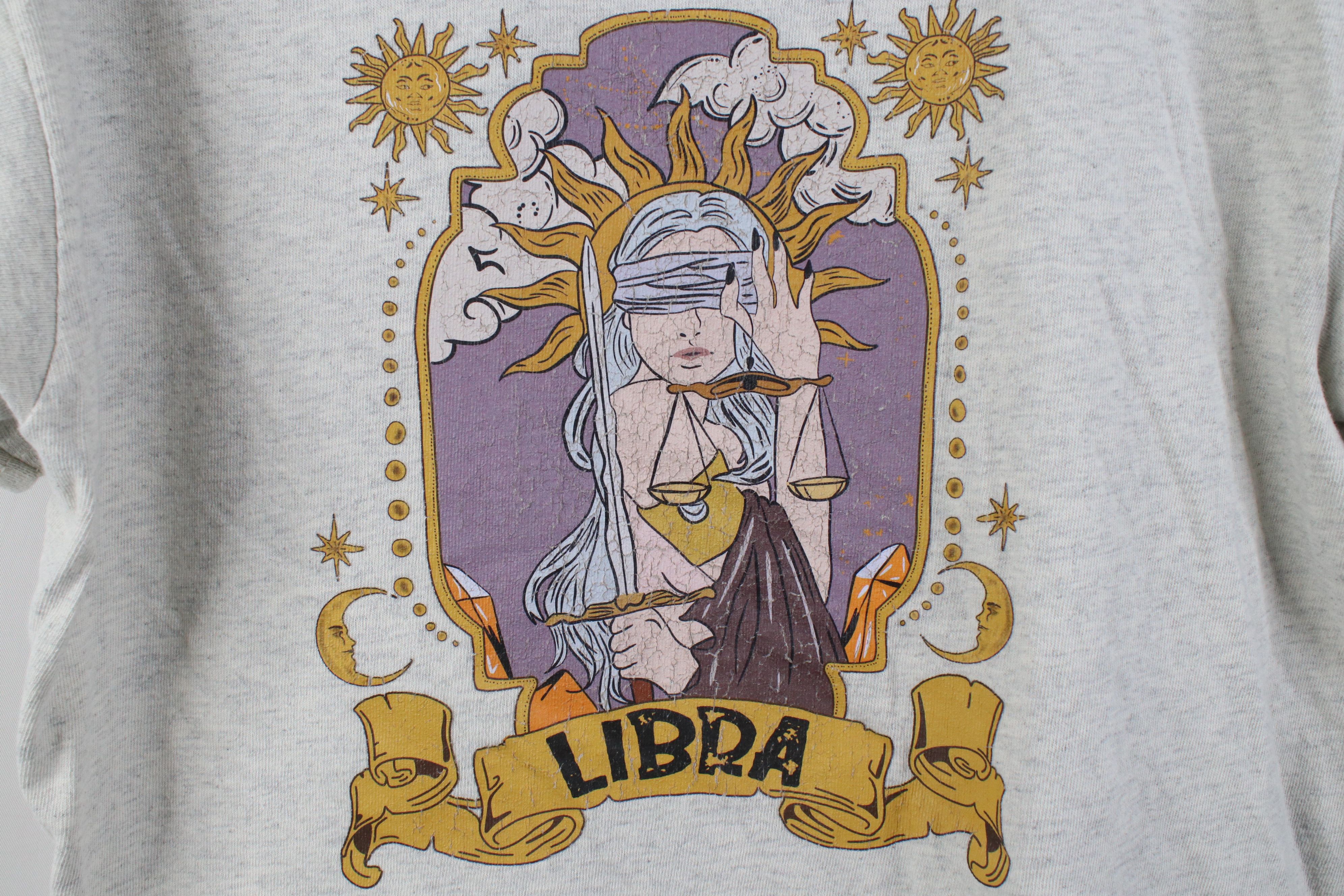 Vintage Vintage 90s Y2K Streetwear Libra Astrology T-Shirt Gray Size M / US 6-8 / IT 42-44 - 4 Thumbnail
