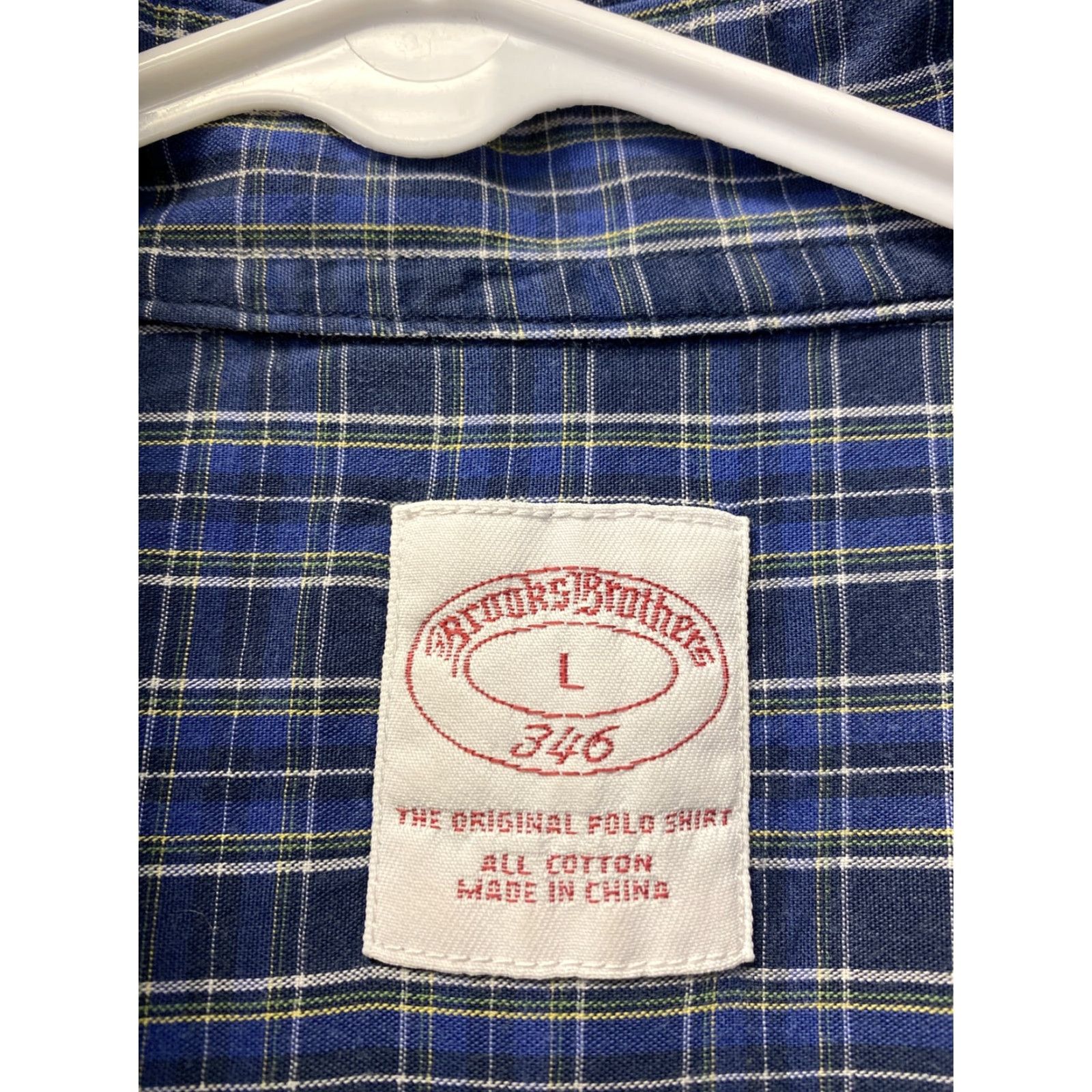 Brooks Brothers BROOKS BROTHERS Dress Shirt Plaid Cotton Blue Long Sleeve 104-7 Mens Large Overall Size L Regular Fit Shirt Mens Size 42R - 4 Thumbnail